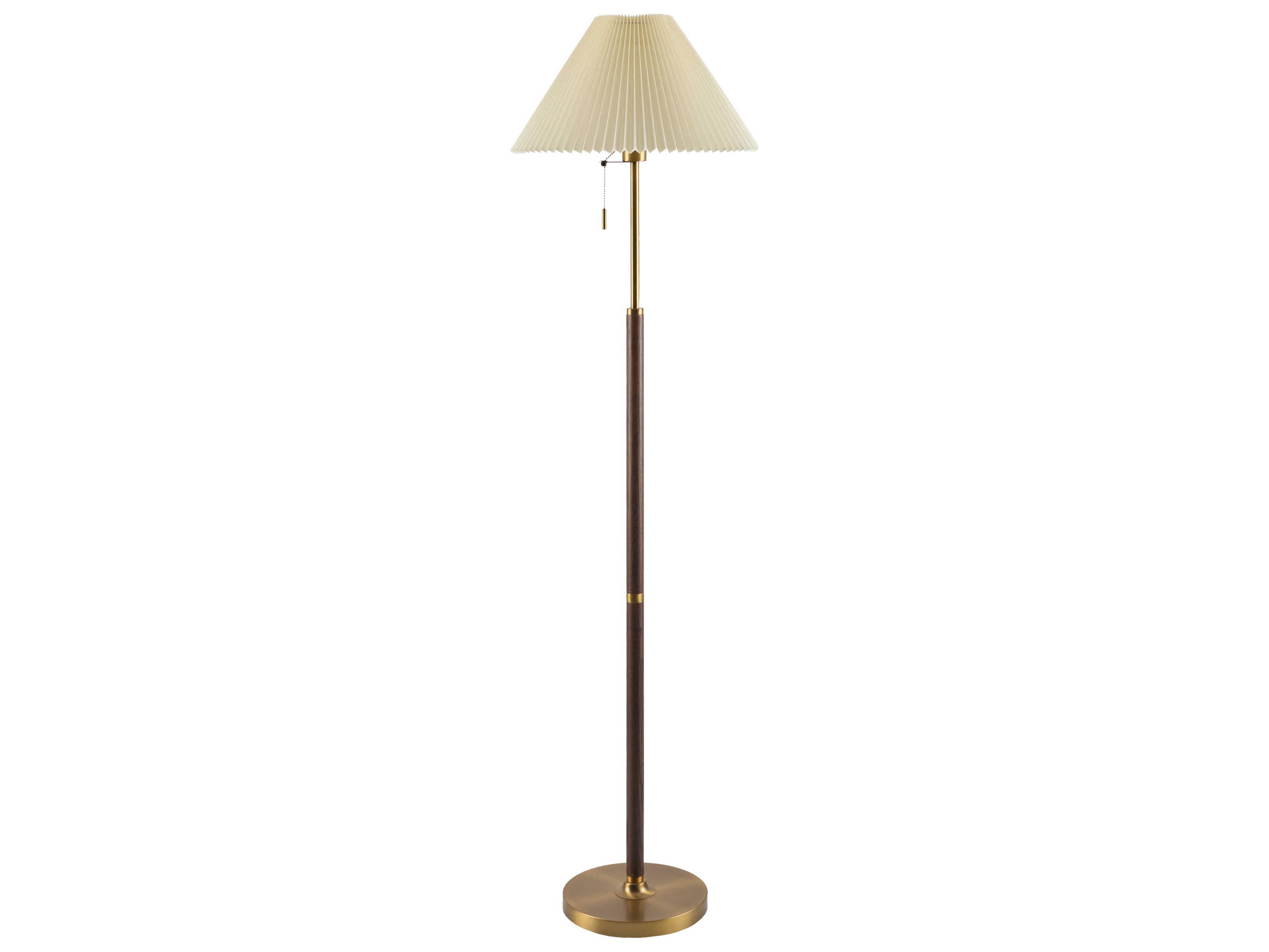 Parco Traditional Wood Veneer Accent Floor Lamp in Painted Brown