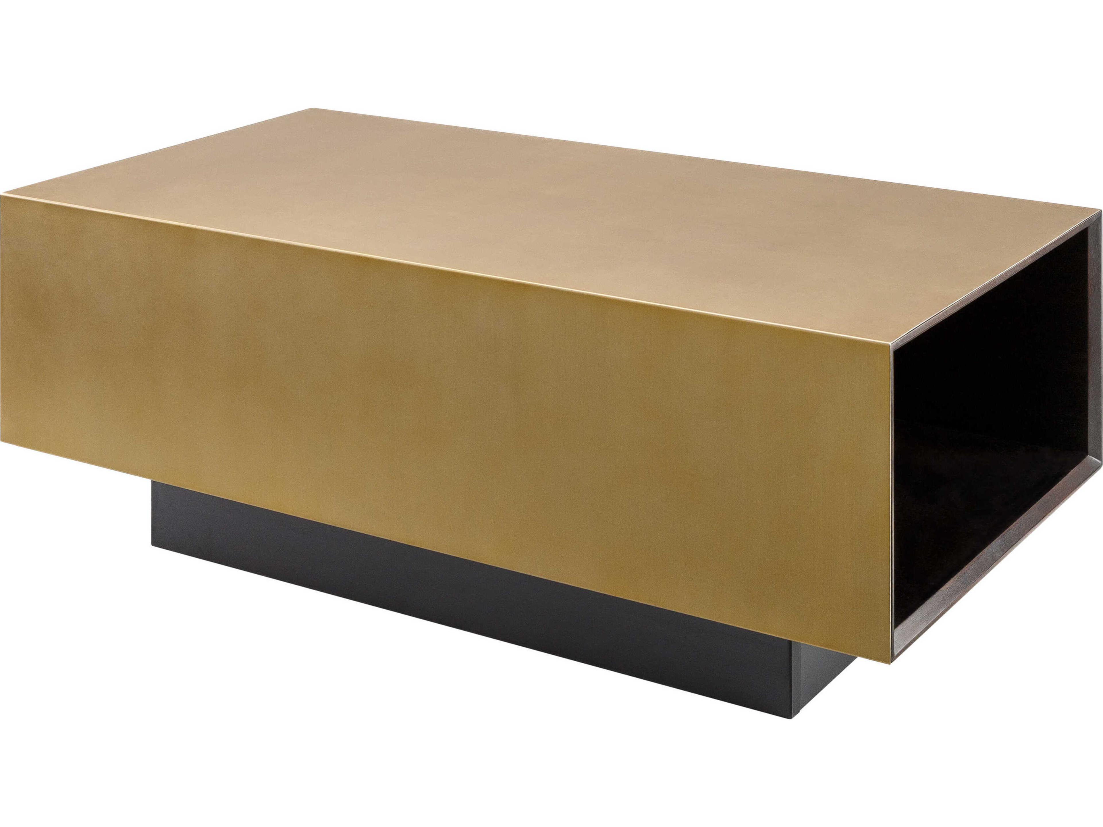 Peaceful Rectangular Wood Gold Black Coffee Table
