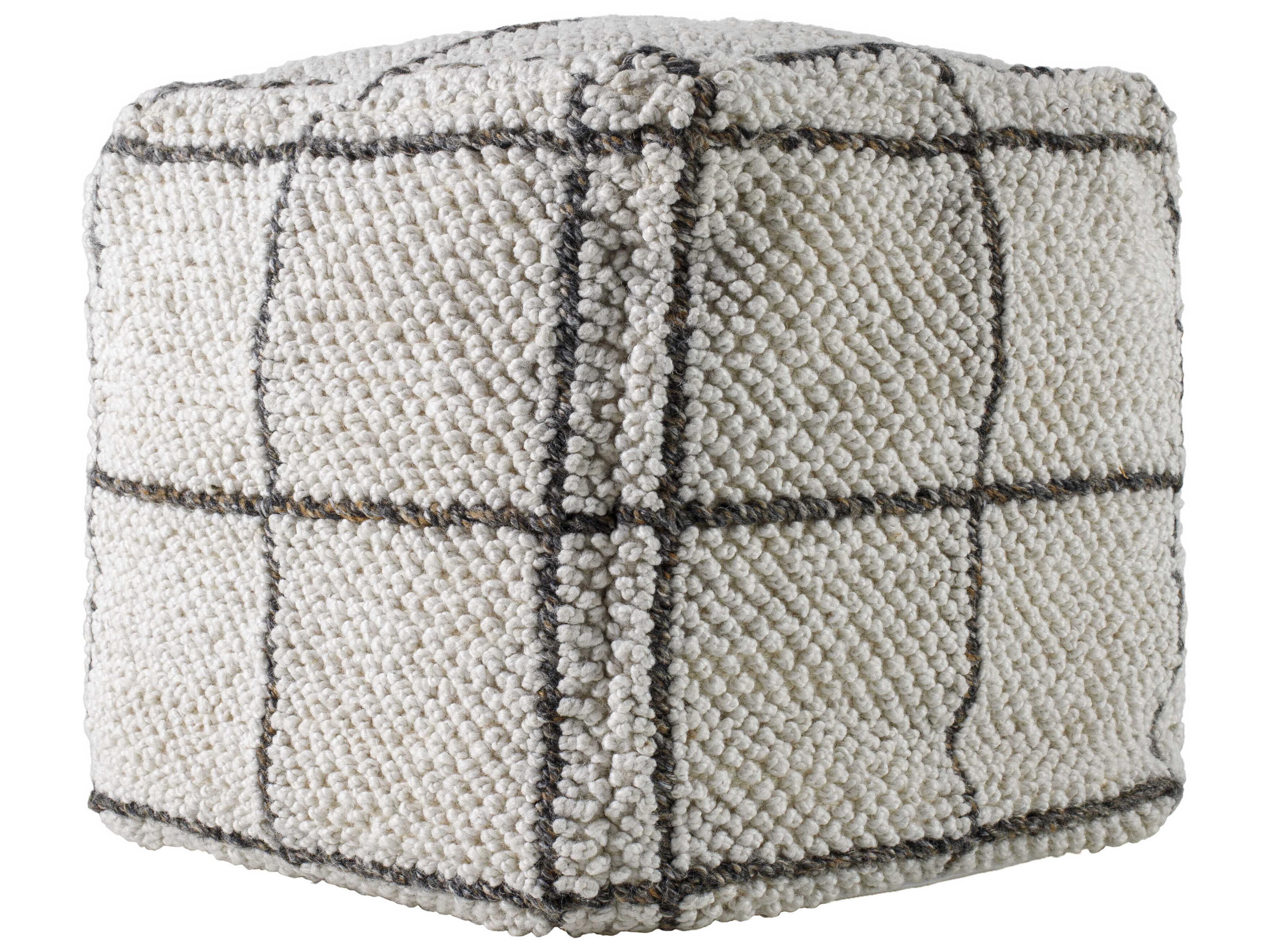 Pane White Upholstered Pouf