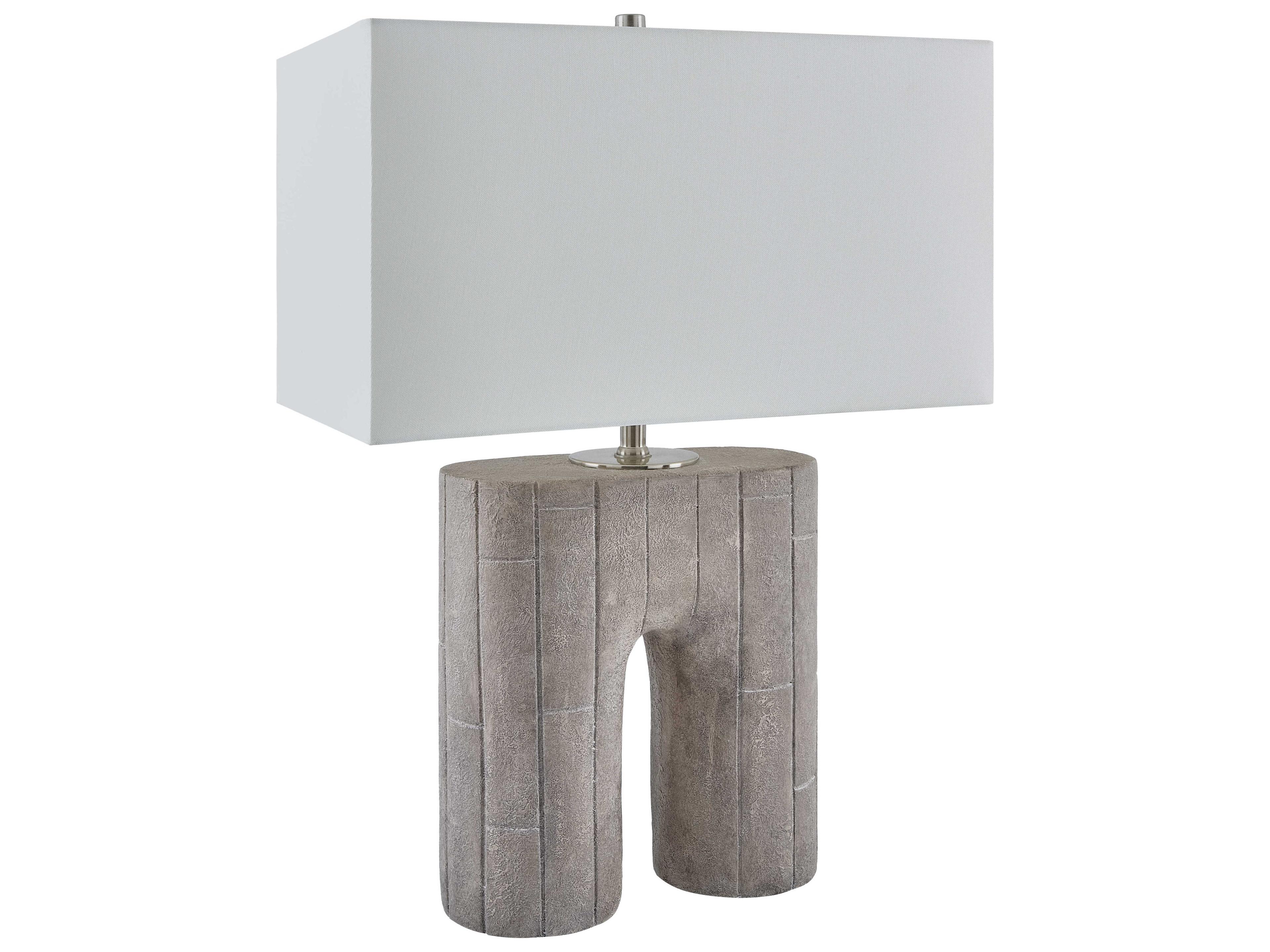 Surya Parham Gray Cream Linen Buffet Lamp