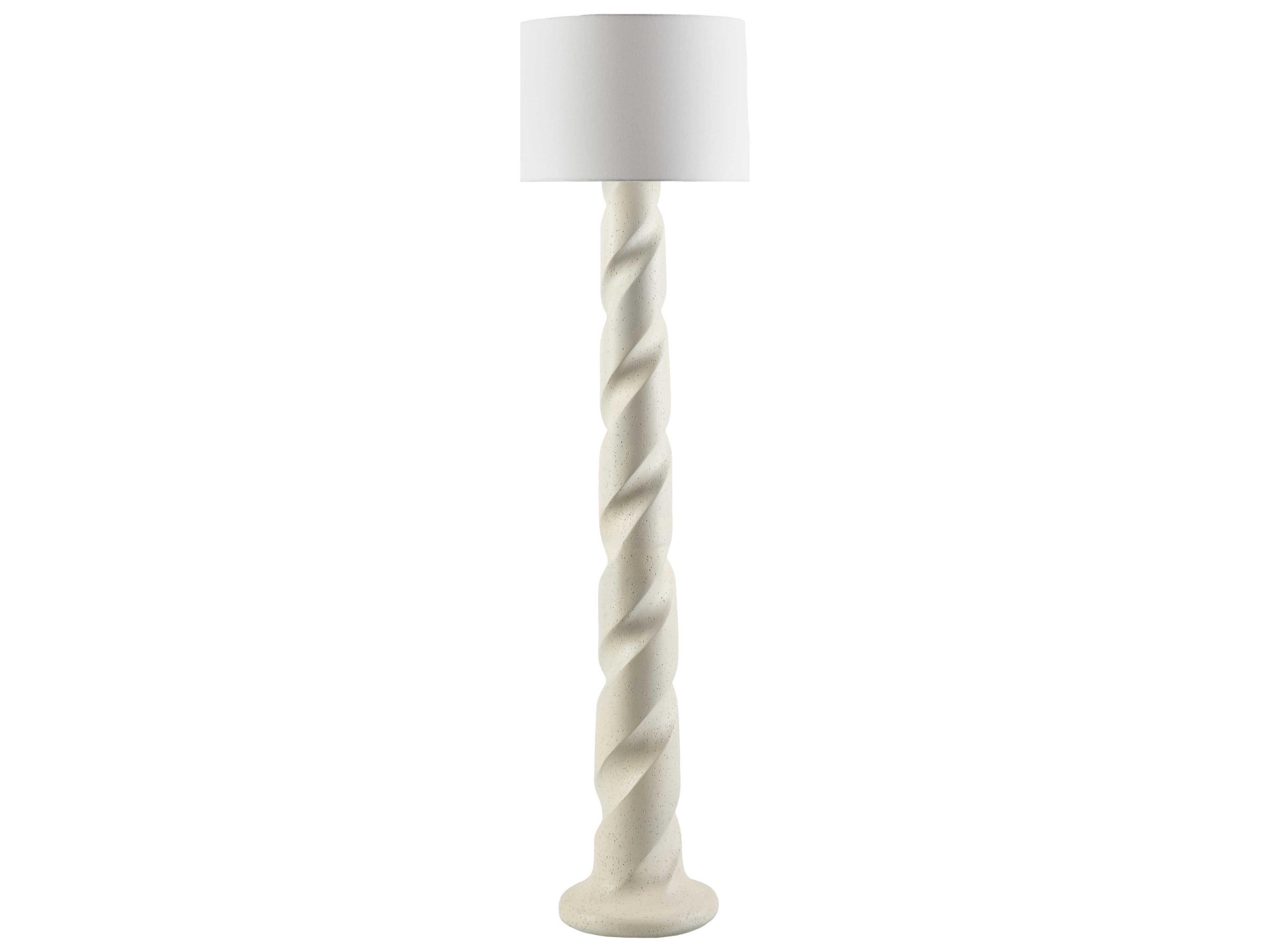 Piox Cream White Linen Floor Lamp