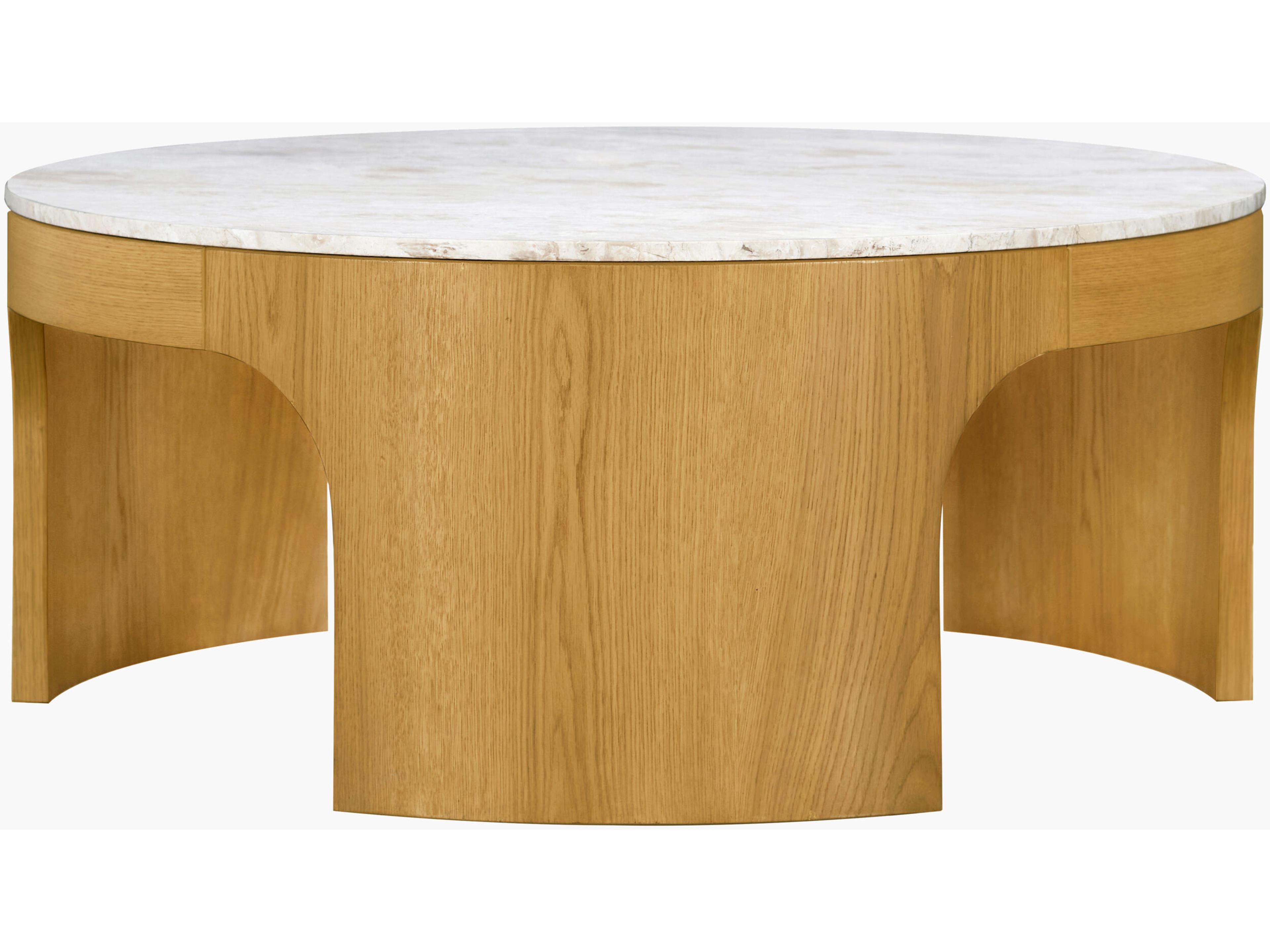 Surya Planar Round Marble White Clear Coffee Table