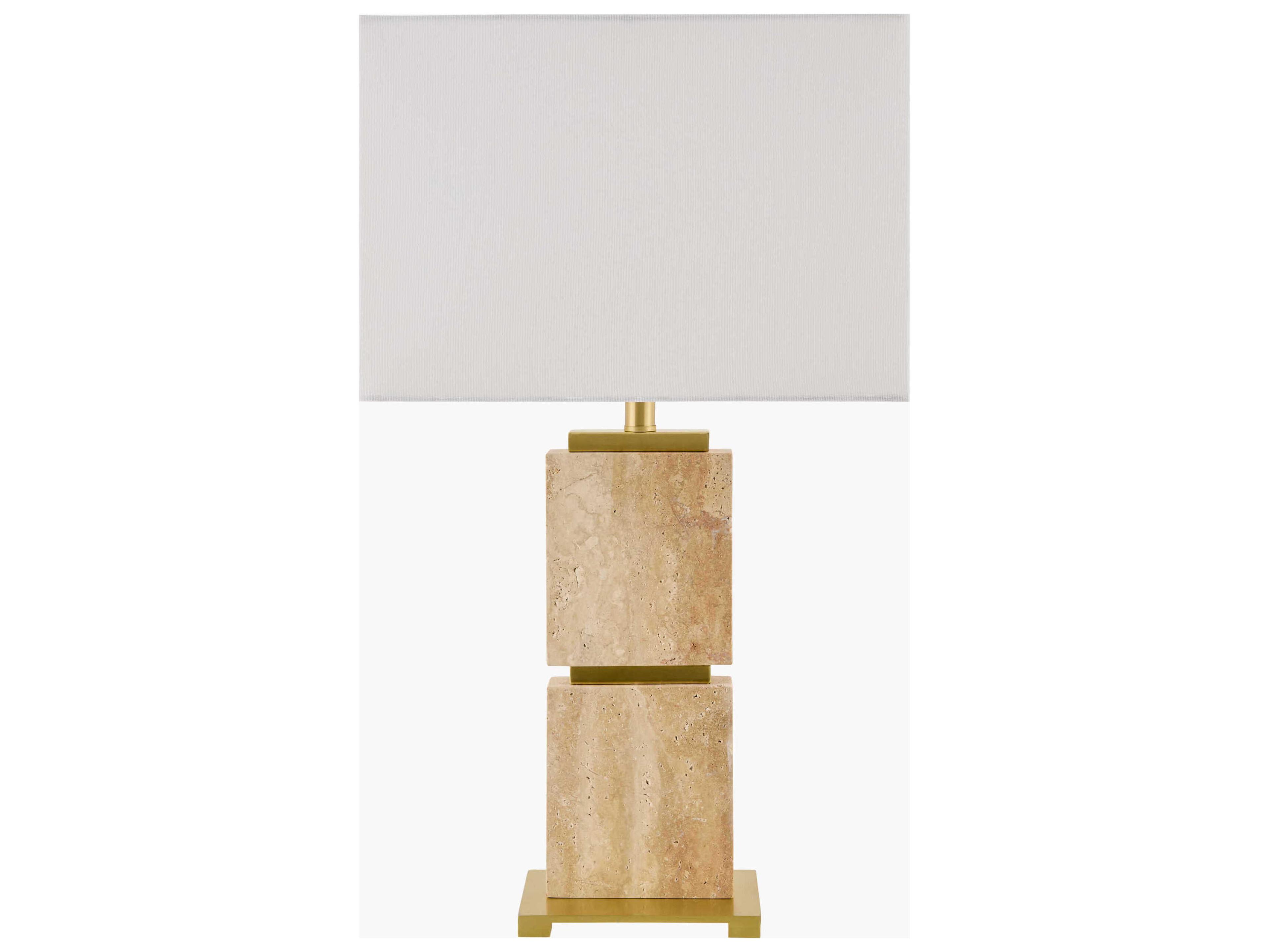 Ponta Brown White Linen Buffet Lamp