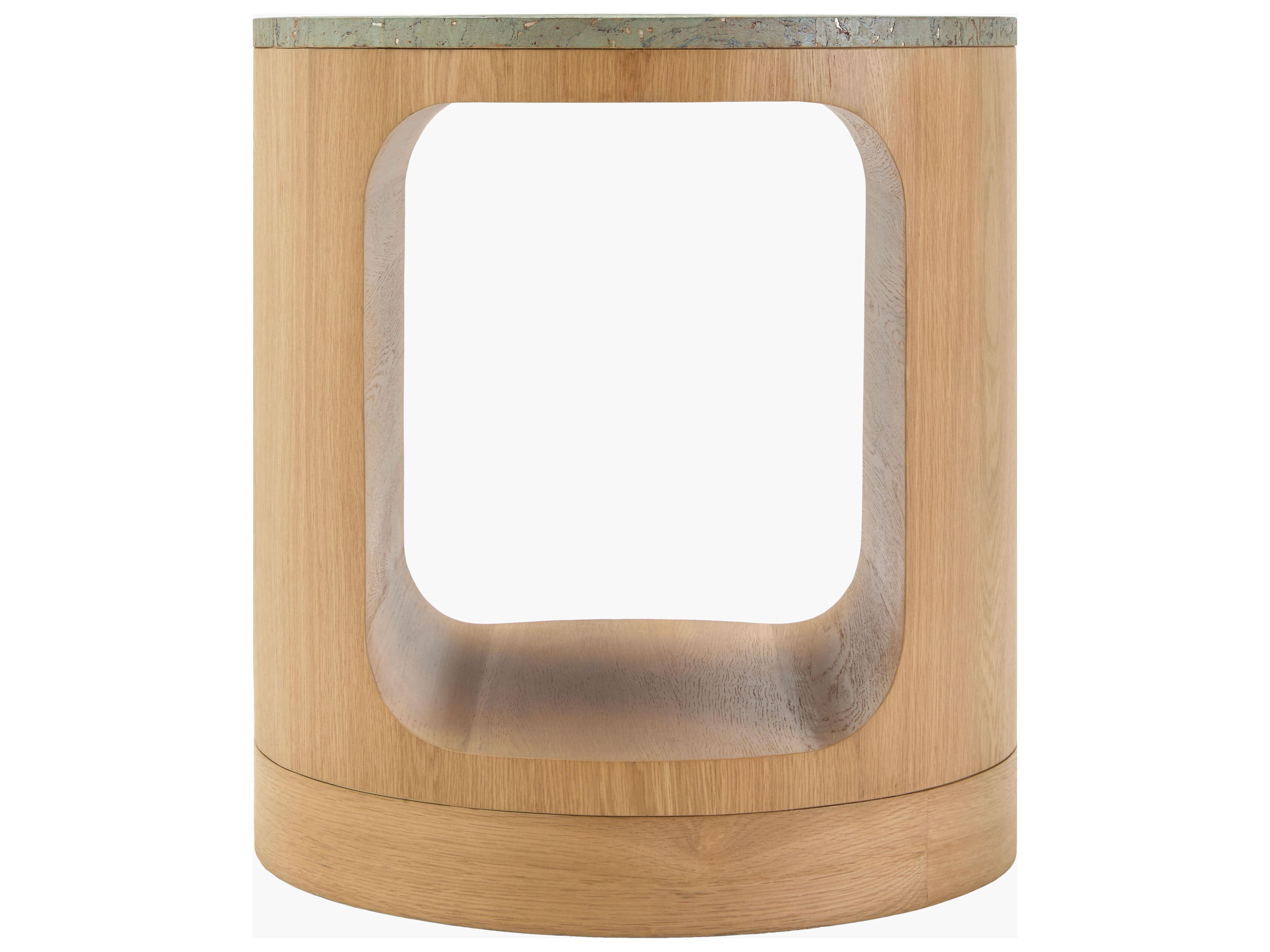 Surya Poros Round Wood Green Brown End Table