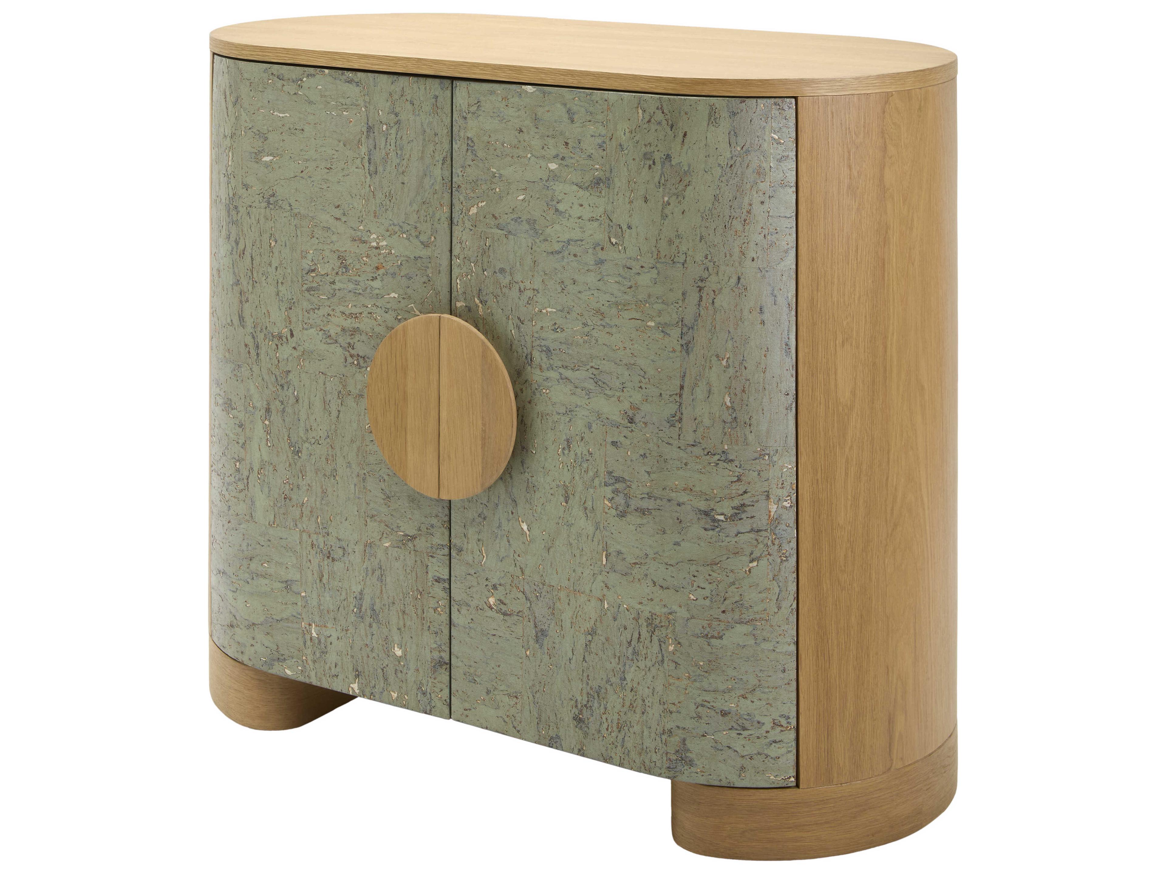 Poros Green Brown Oak Wood Accent Chest