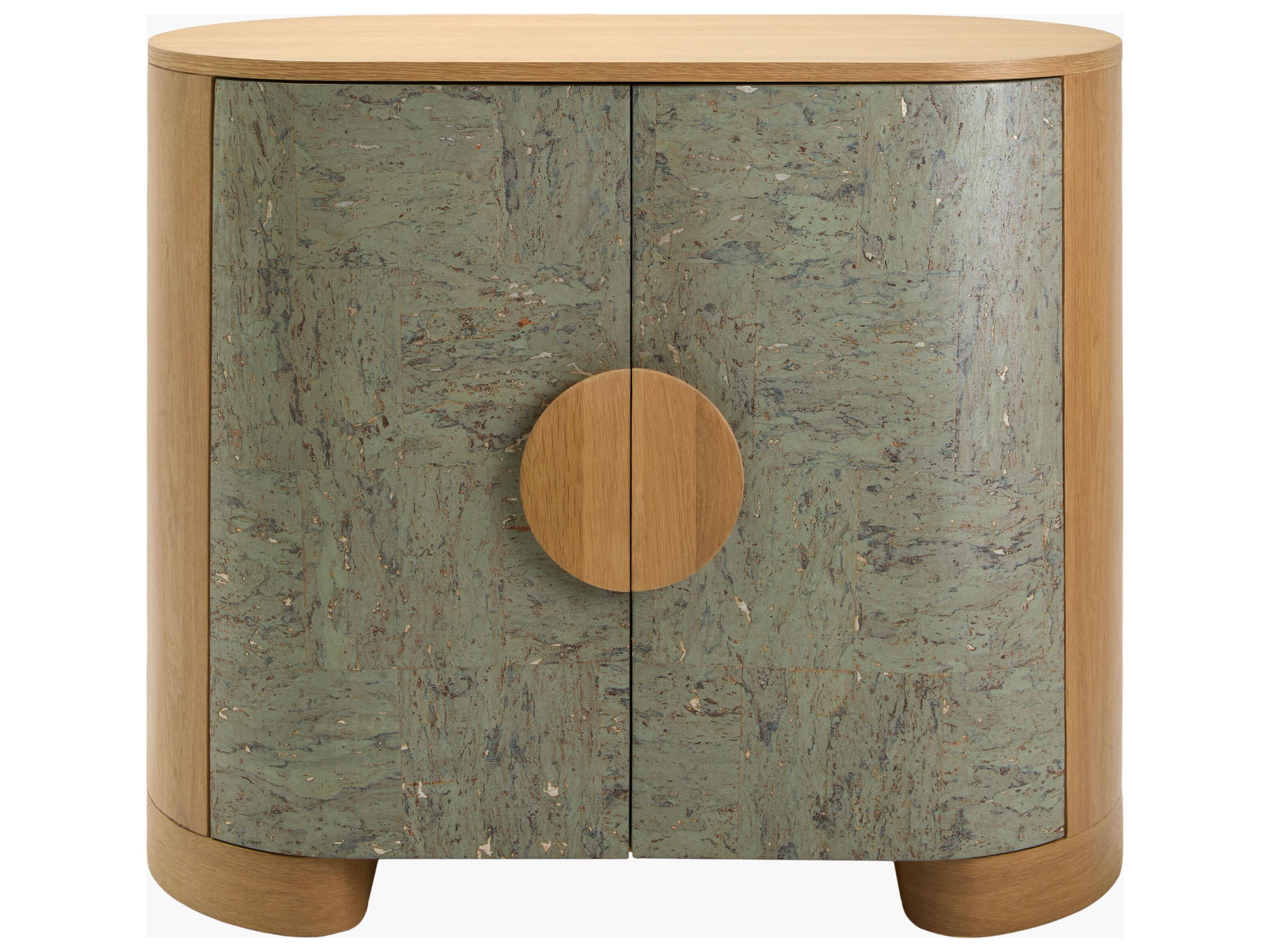 Surya Poros Green Brown Oak Wood Accent Chest