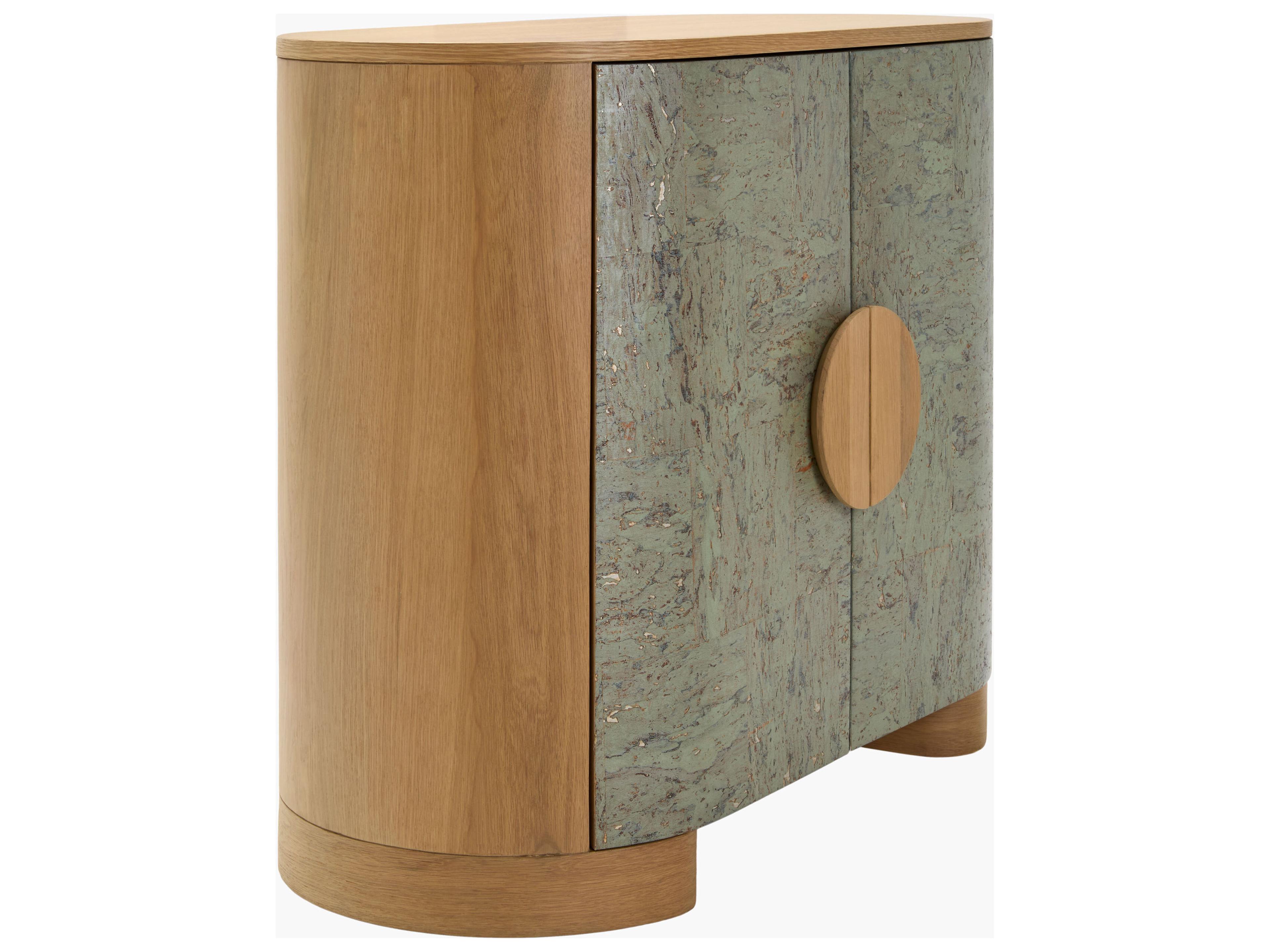 Surya Poros Green Brown Oak Wood Accent Chest