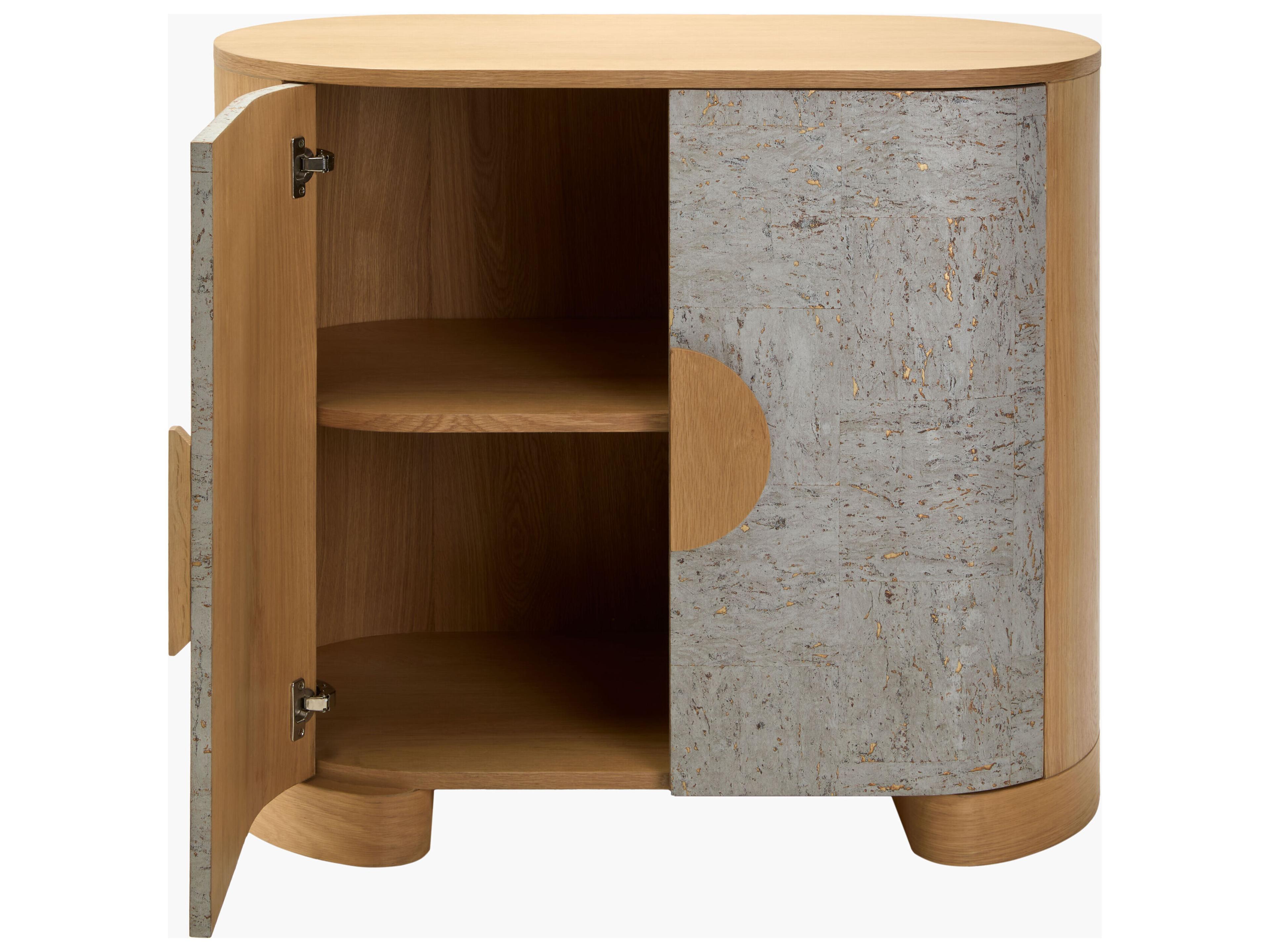 Surya Poros Silver Gray Brown Oak Wood Accent Chest