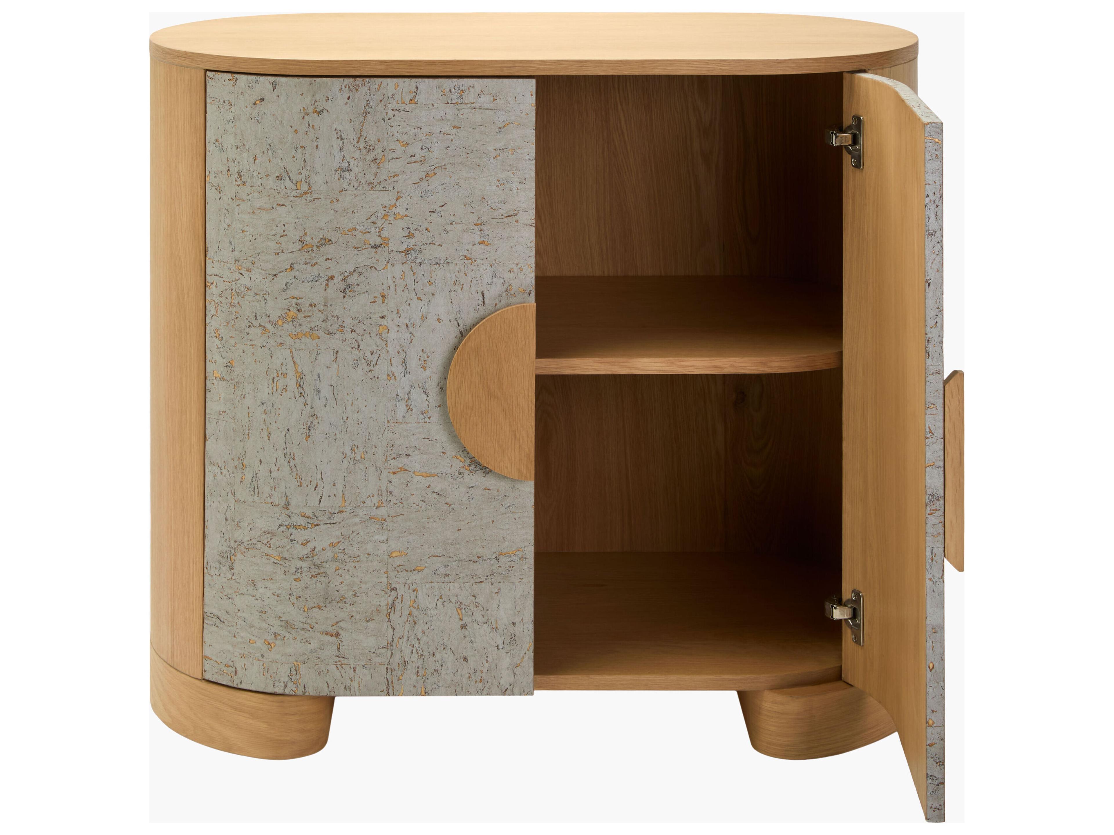 Surya Poros Silver Gray Brown Oak Wood Accent Chest