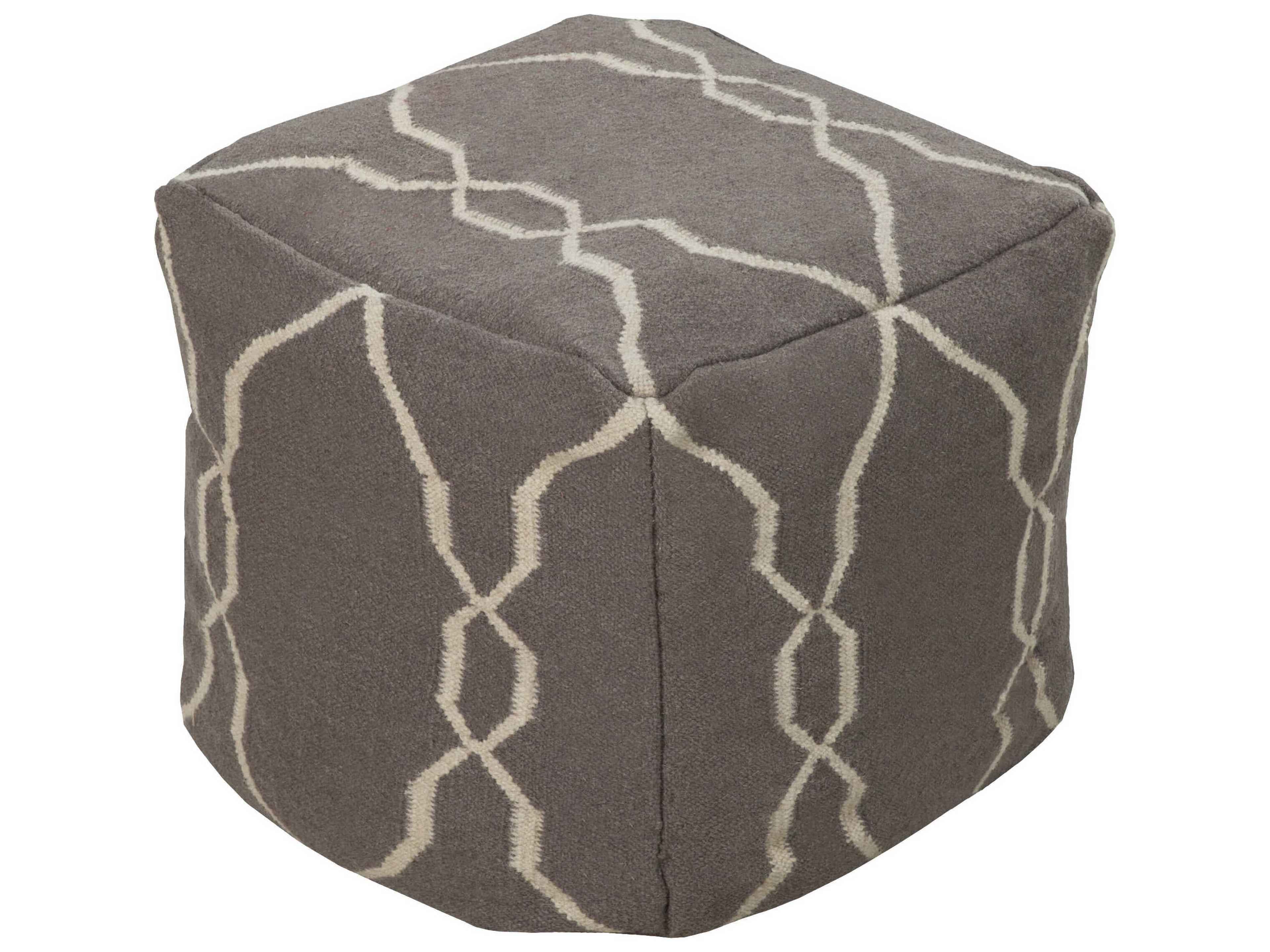 Fallon Beige Gray Upholstered Pouf