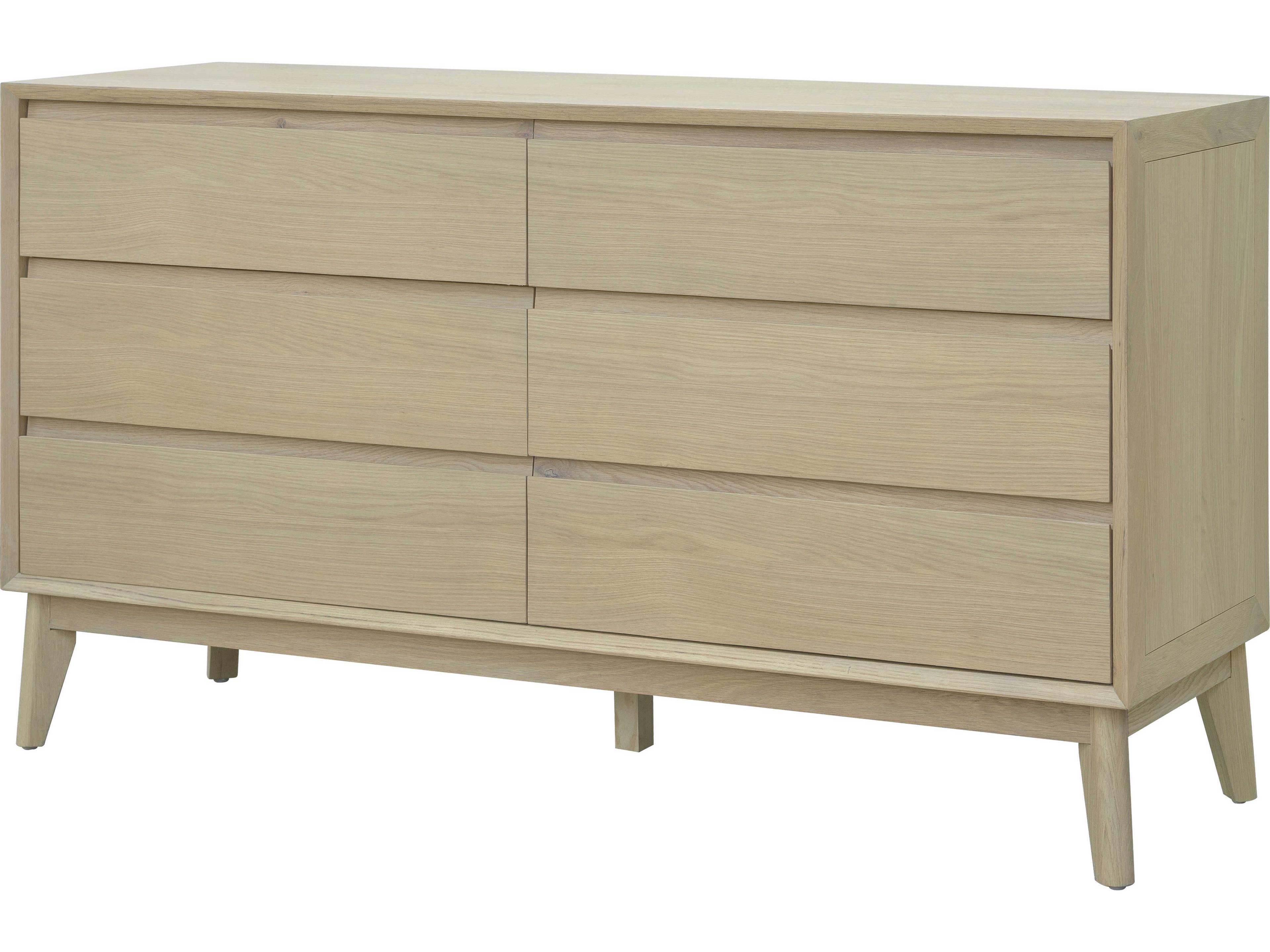 Pryce 6-Drawers Oak Wood Double Dresser