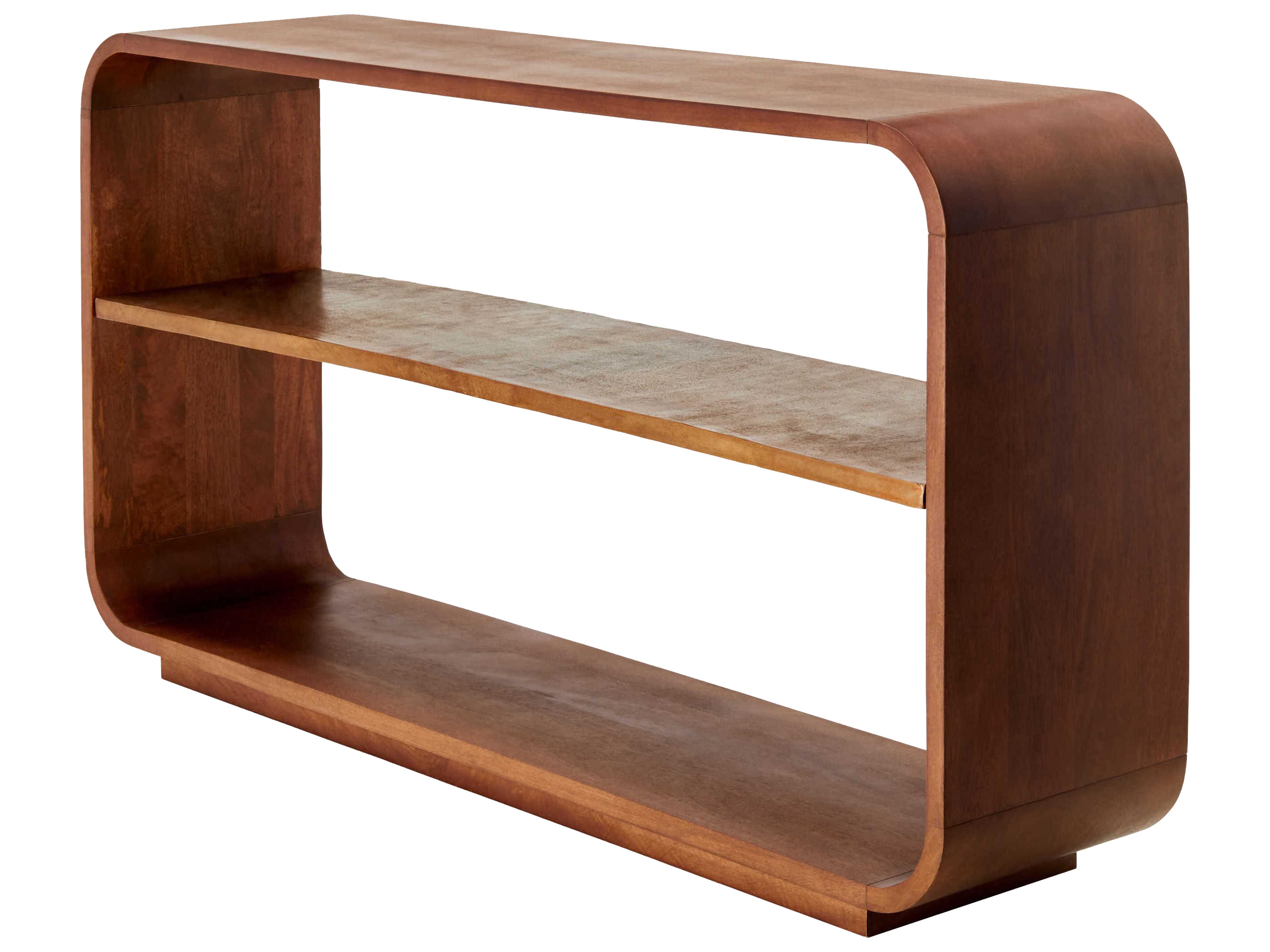 Paxton Rectangular Wood Dark Brown Gold Console Table