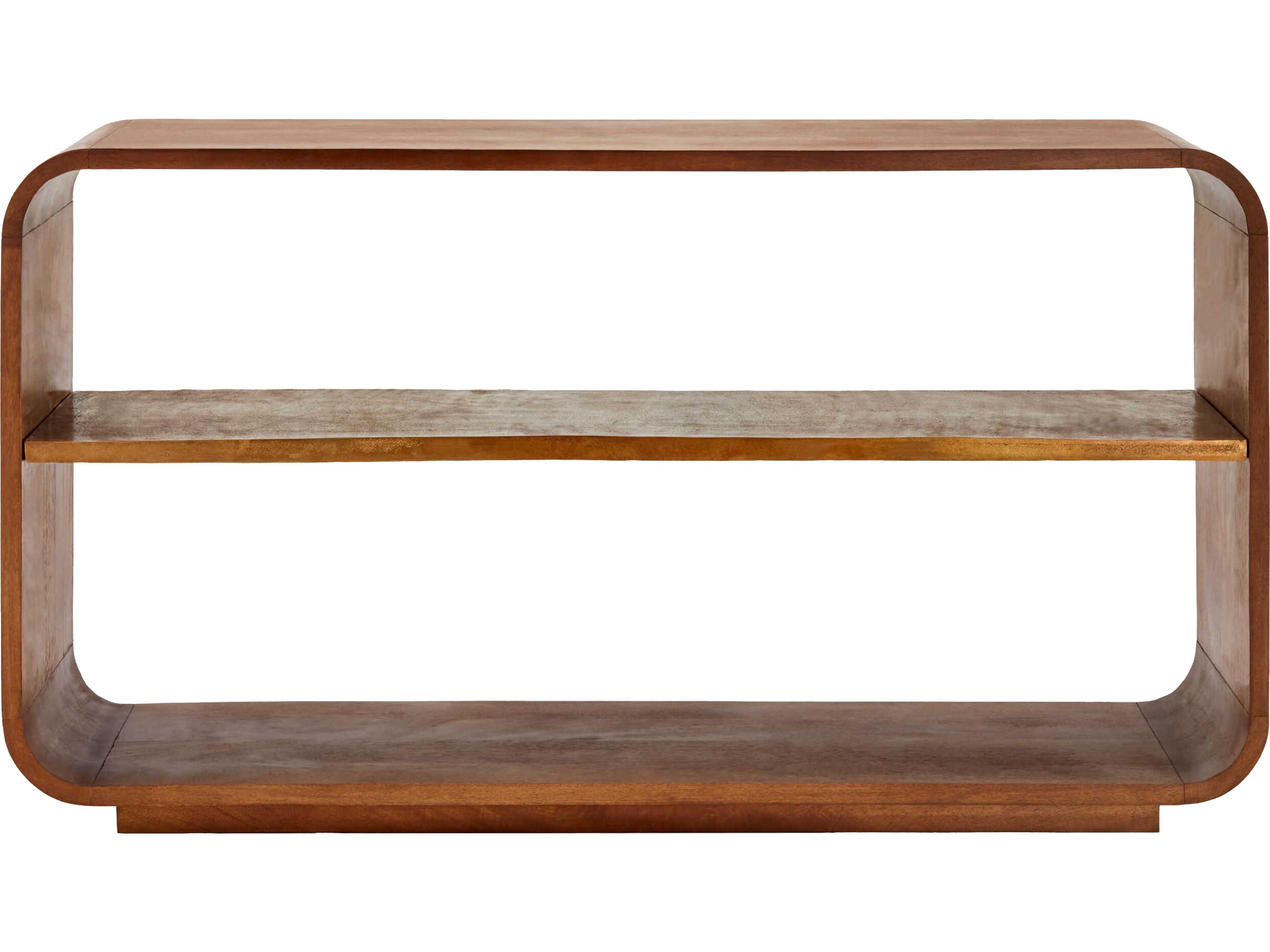 Surya Paxton Rectangular Wood Dark Brown Gold Console Table