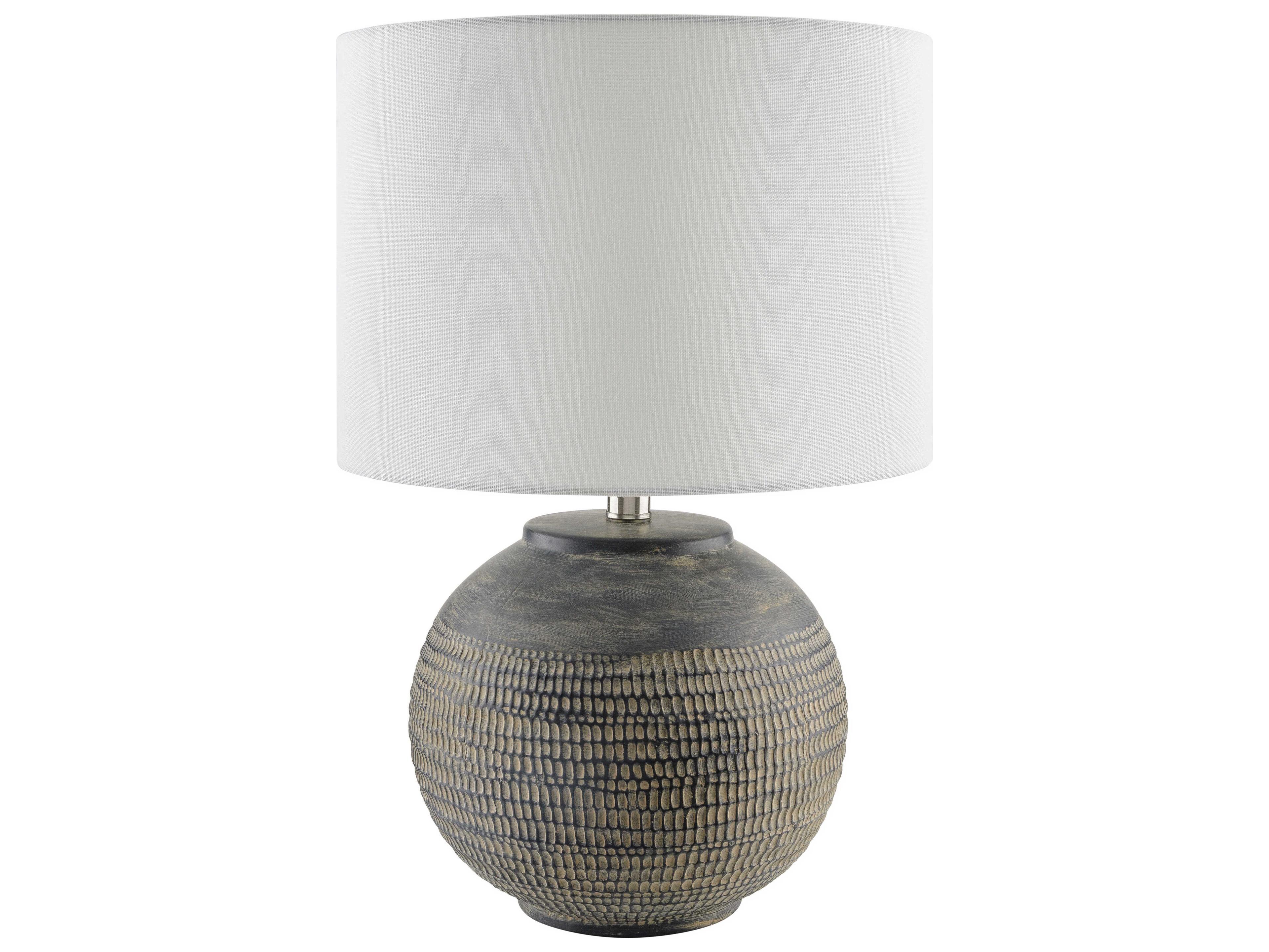 Surya Pylon Black White Linen Table Lamp