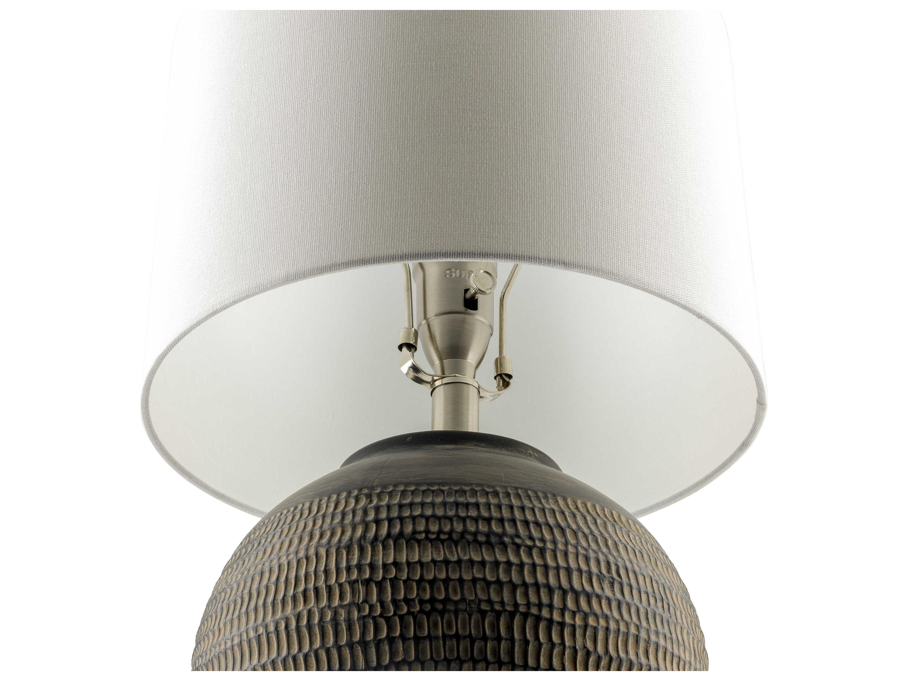 Surya Pylon Black White Linen Table Lamp