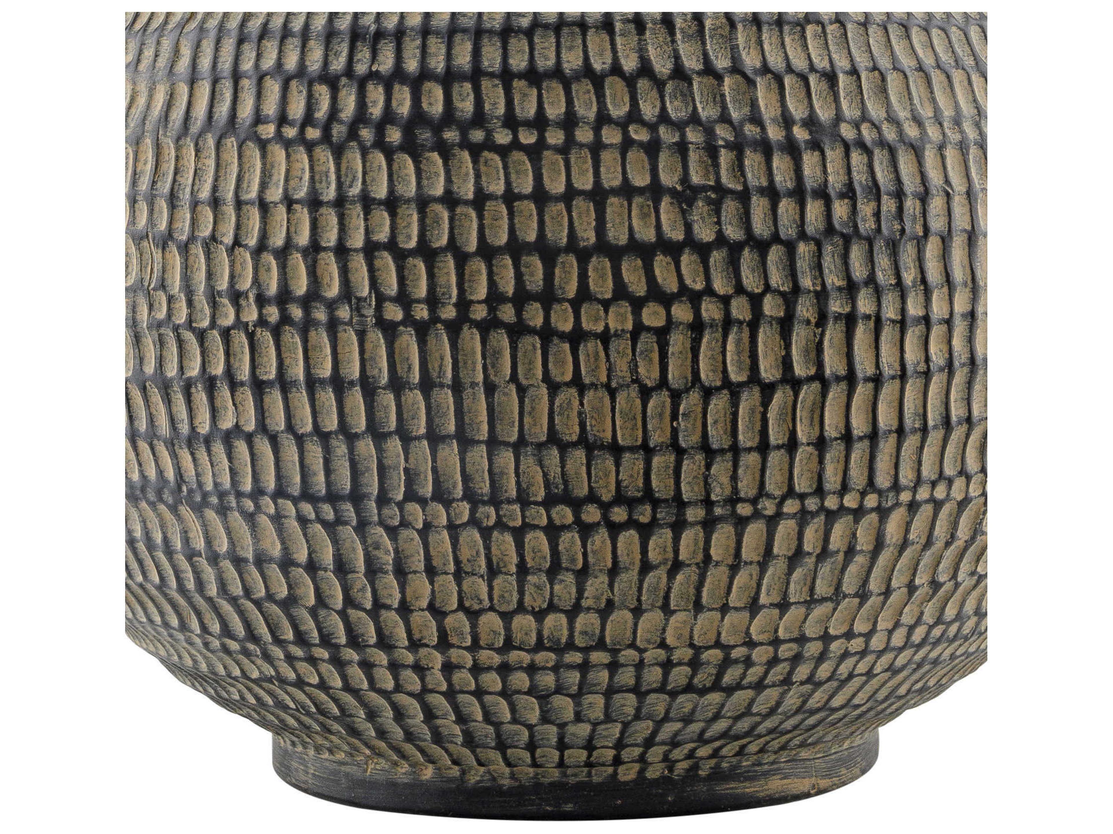 Surya Pylon Black White Linen Table Lamp