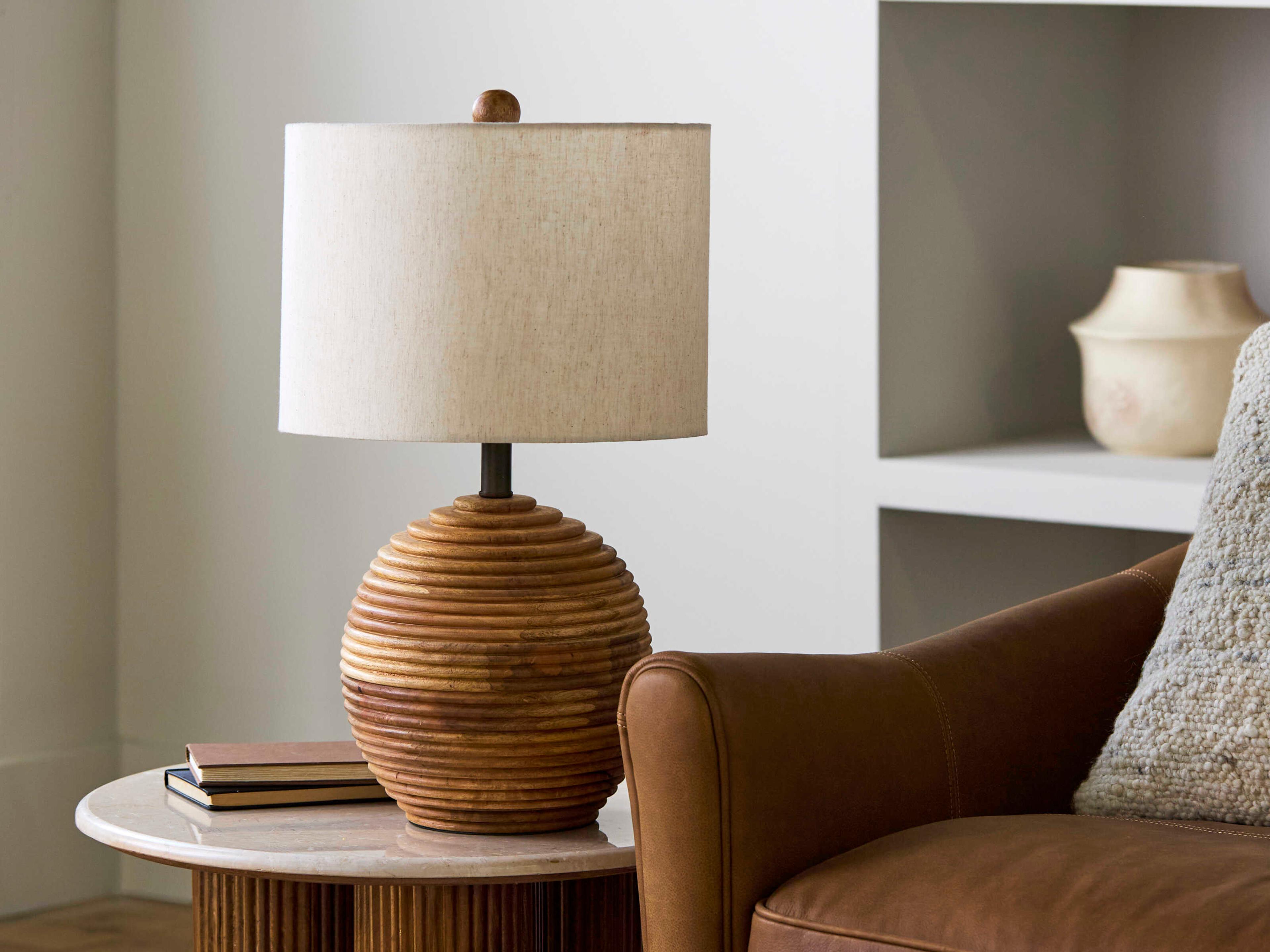Surya Pozo Brown Beige Cotton Table Lamp