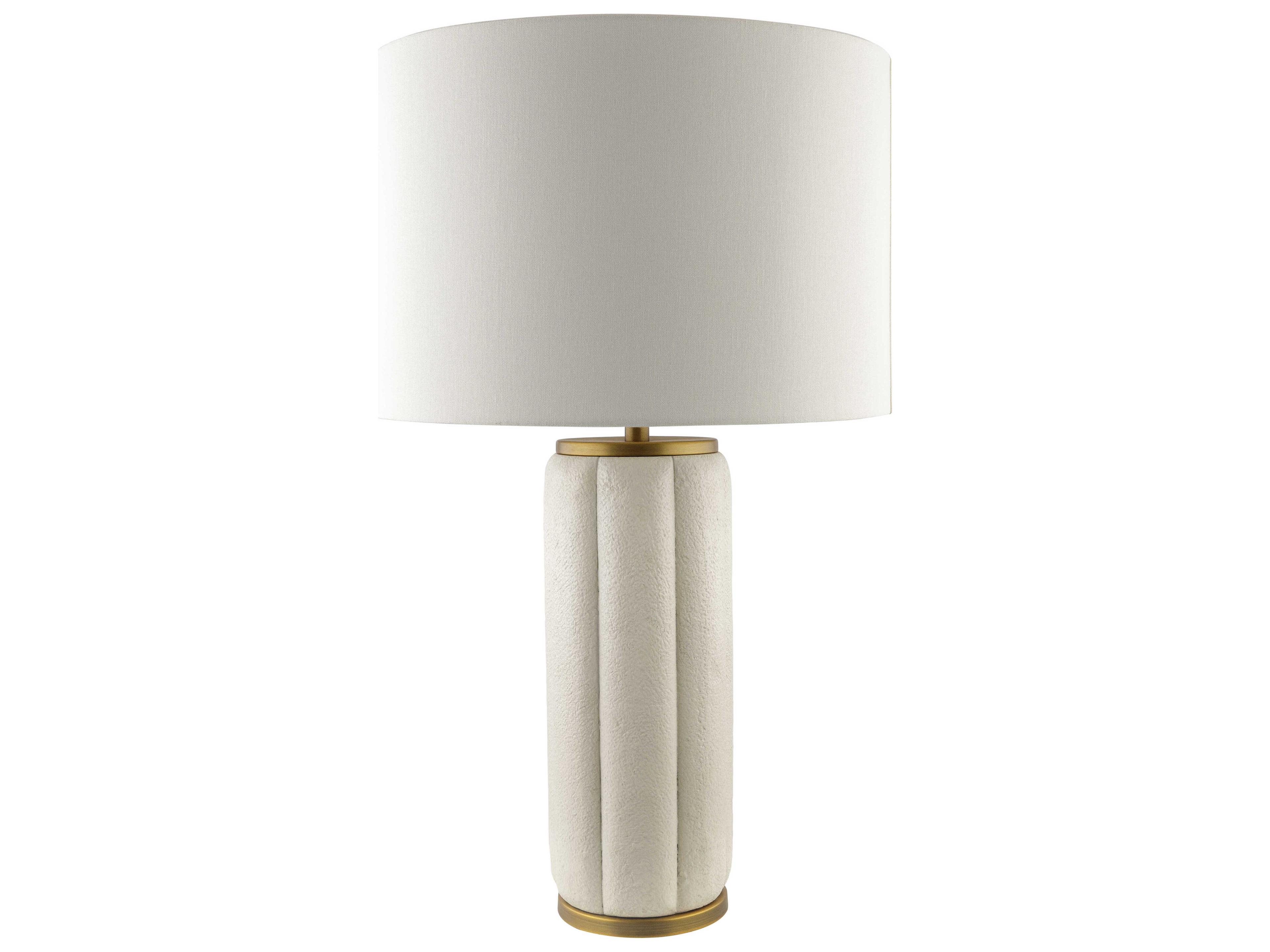 Surya Rialto Natural Beige White Linen Off Buffet Lamp