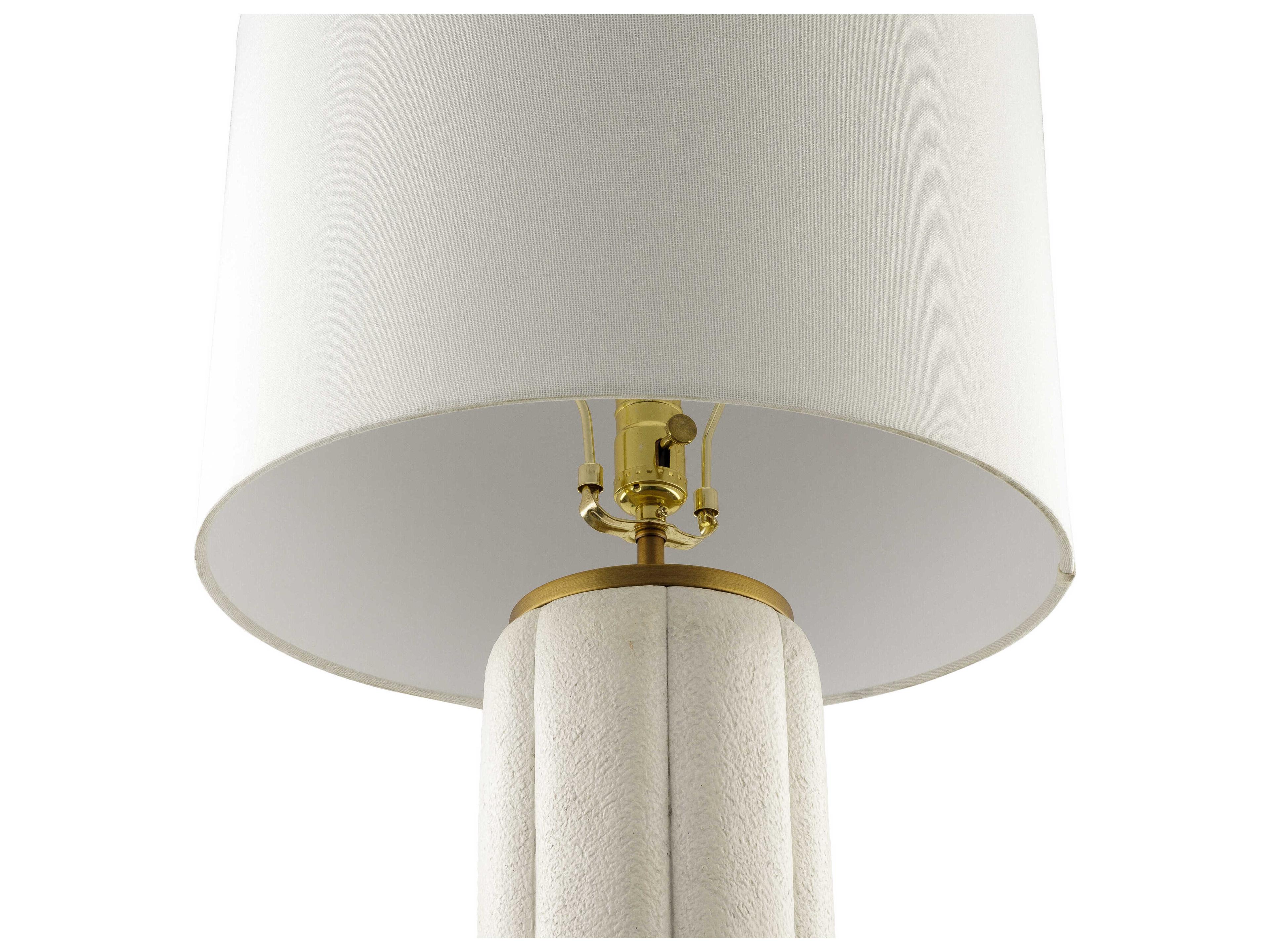 Surya Rialto Natural Beige White Linen Off Buffet Lamp