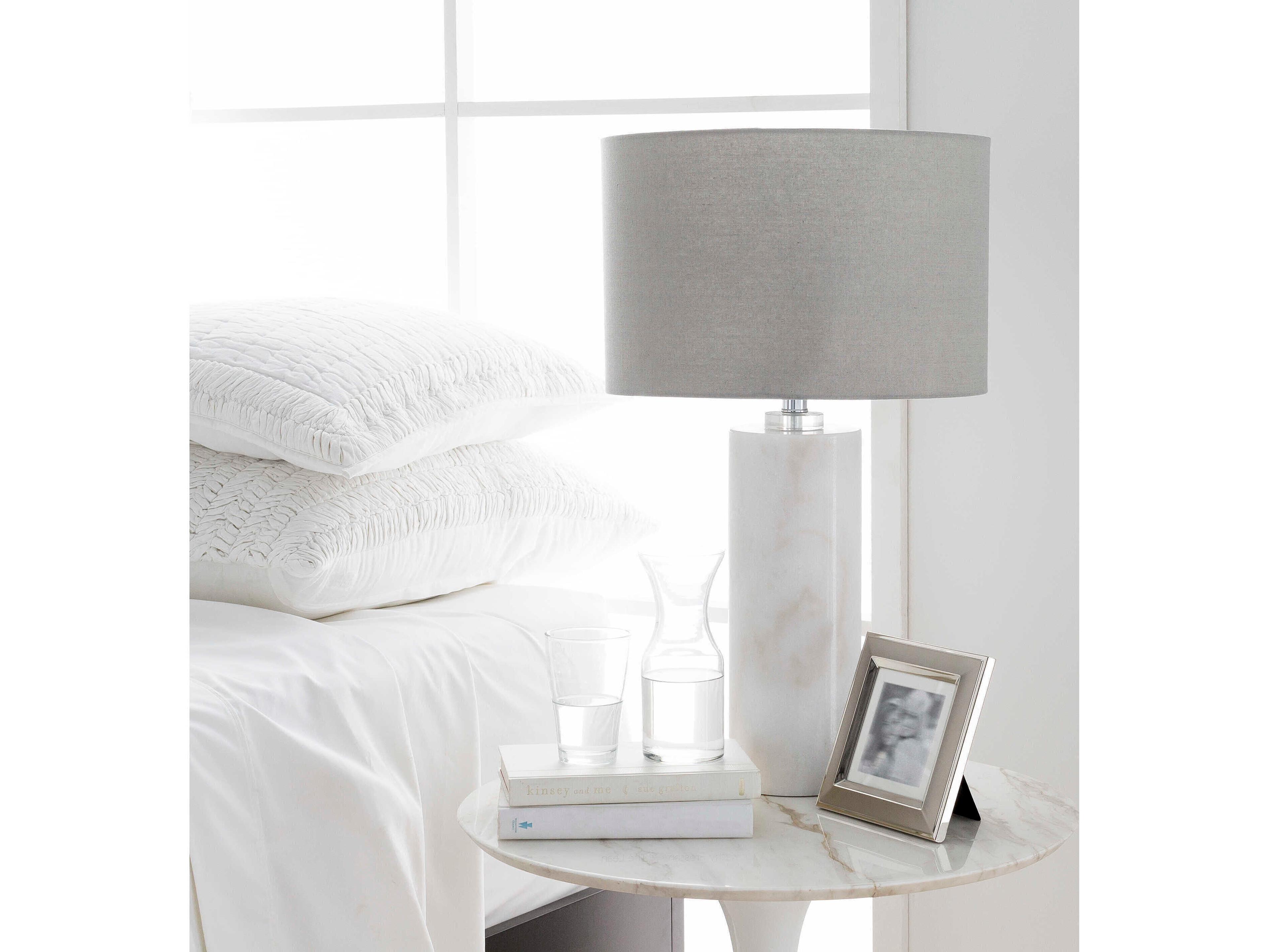 Surya Roland White Light Gray Linen Buffet Lamp