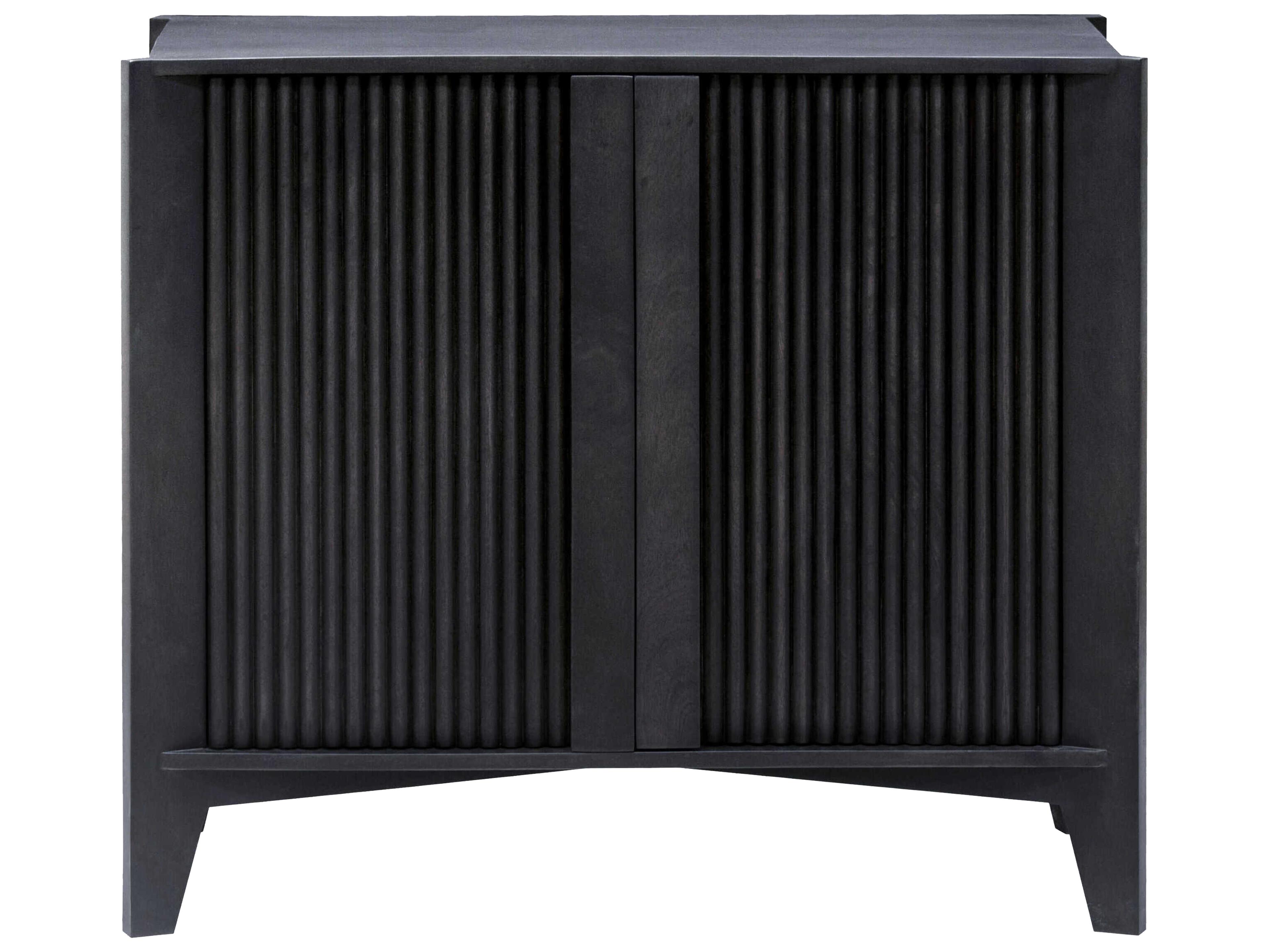 Surya Ronan Black Mango Wood Accent Cabinet