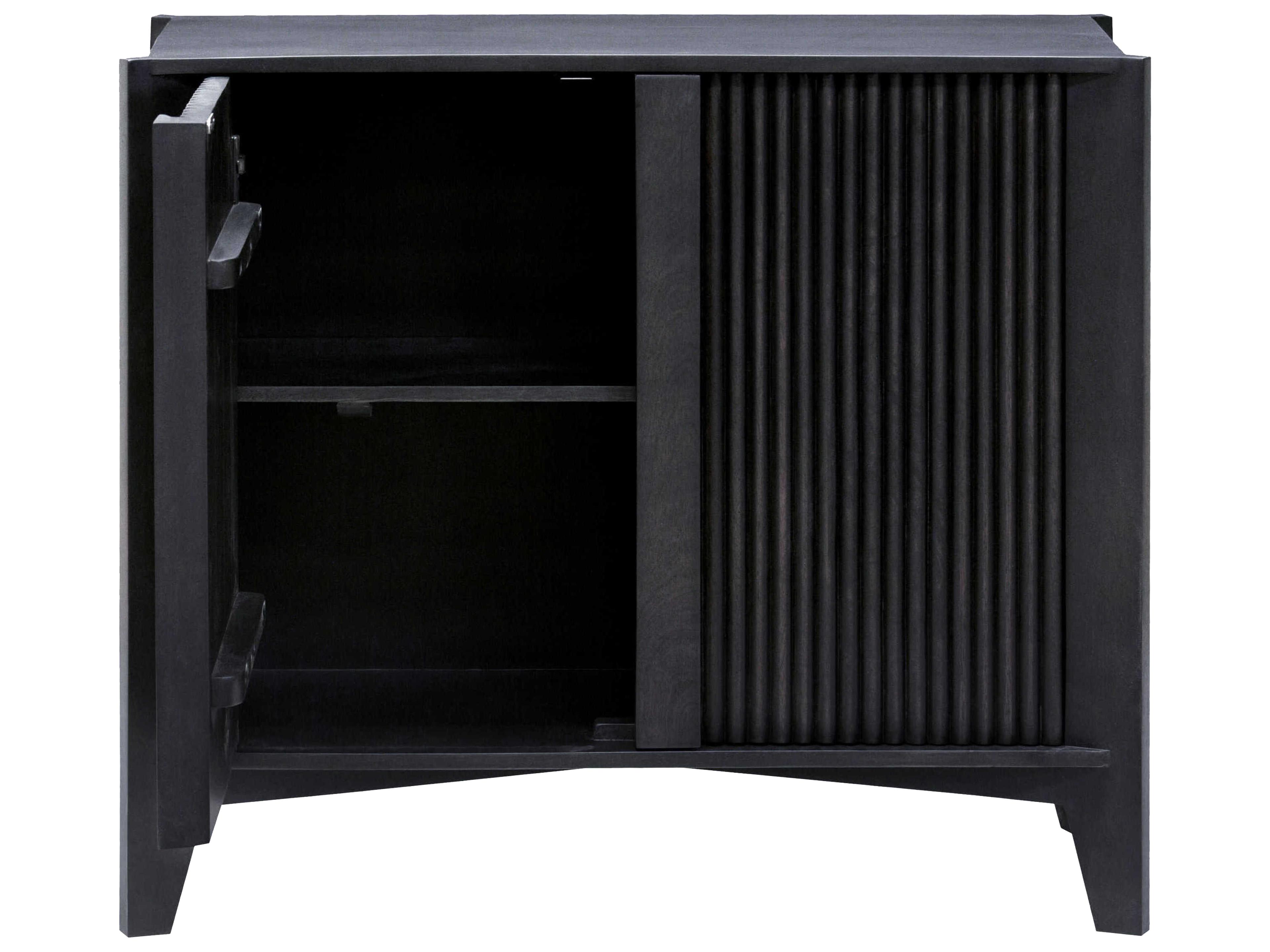 Surya Ronan Black Mango Wood Accent Cabinet