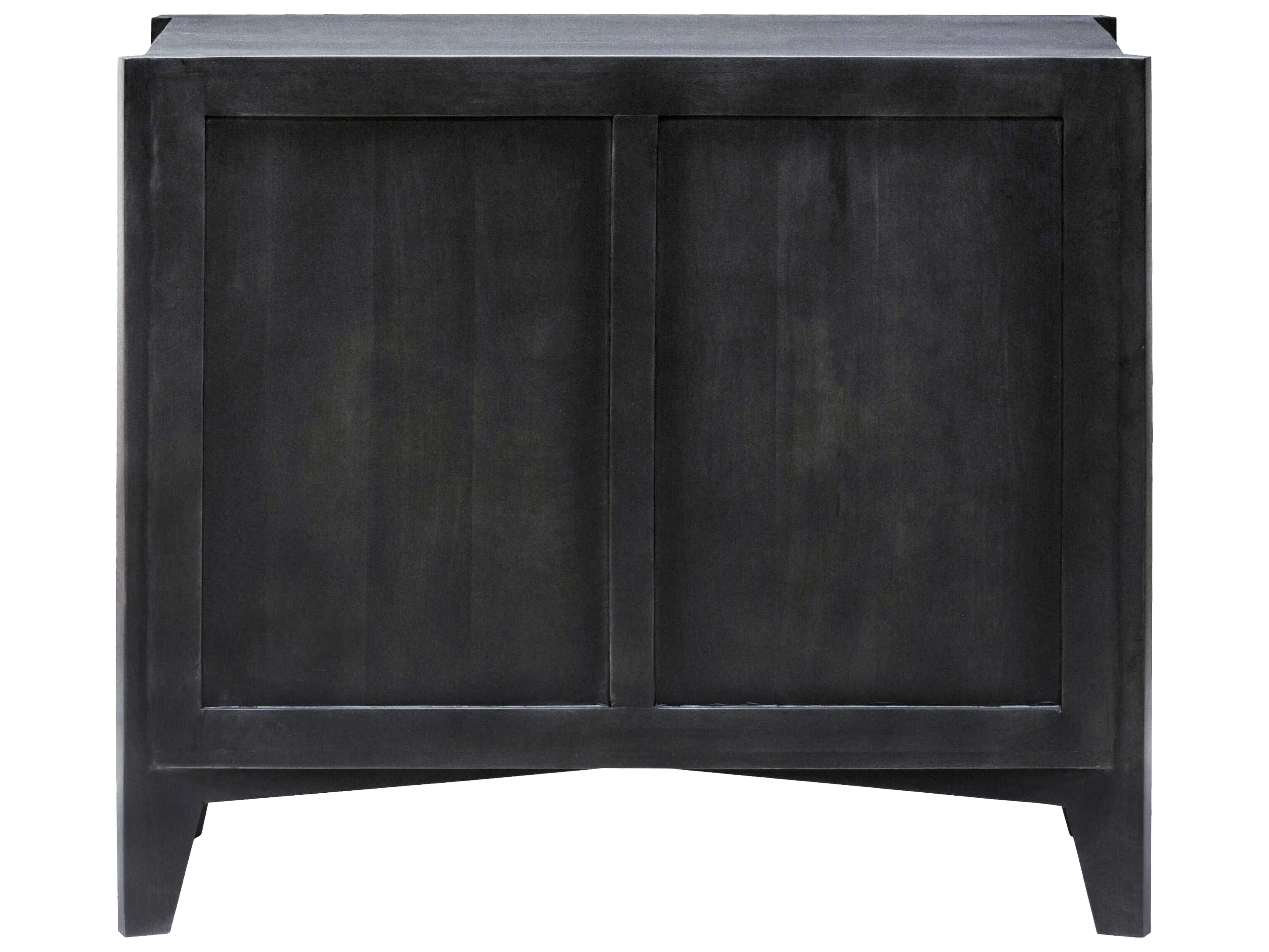 Surya Ronan Black Mango Wood Accent Cabinet