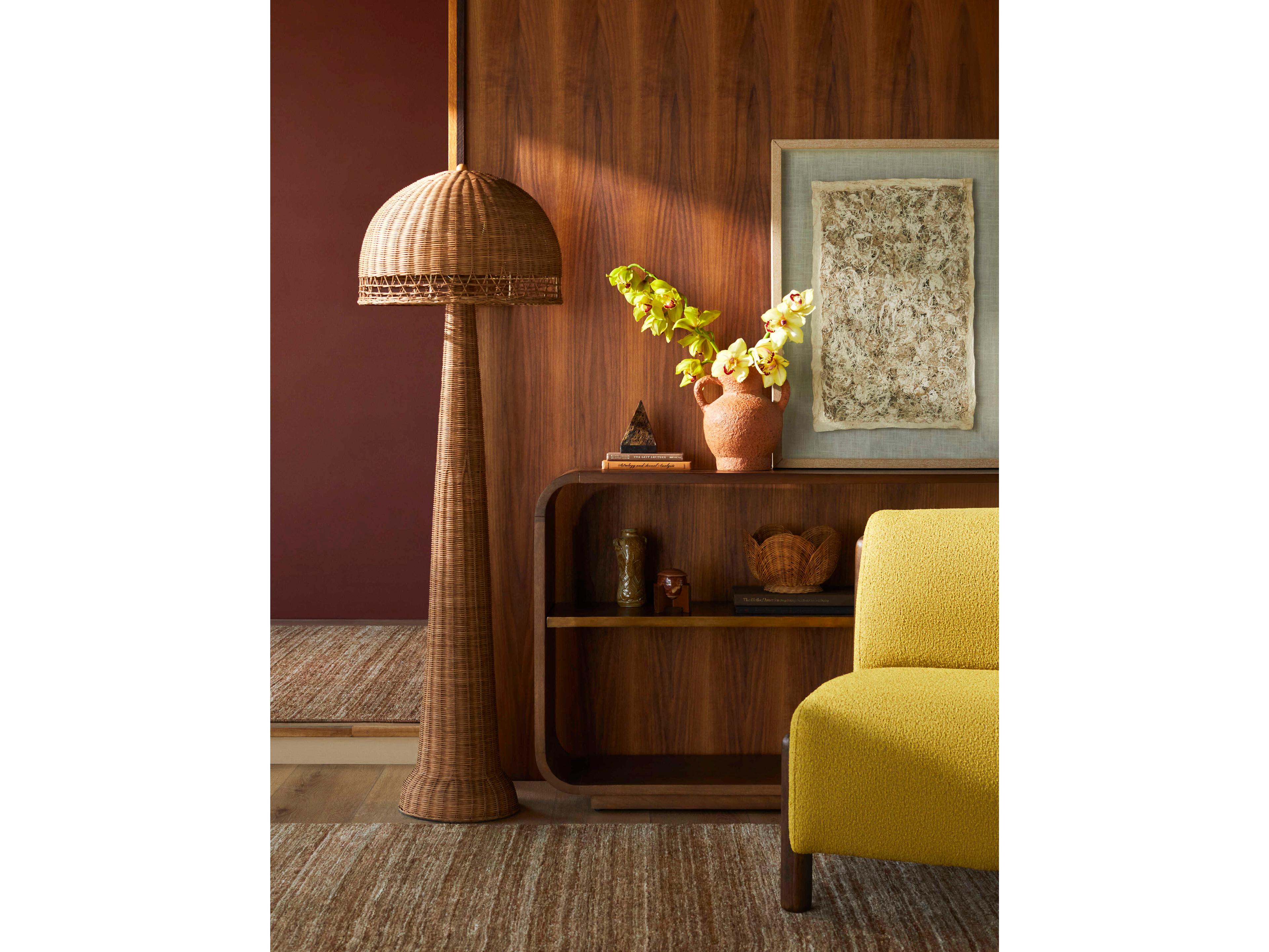 Surya Ripa Wheat Rattan Brown Floor Lamp