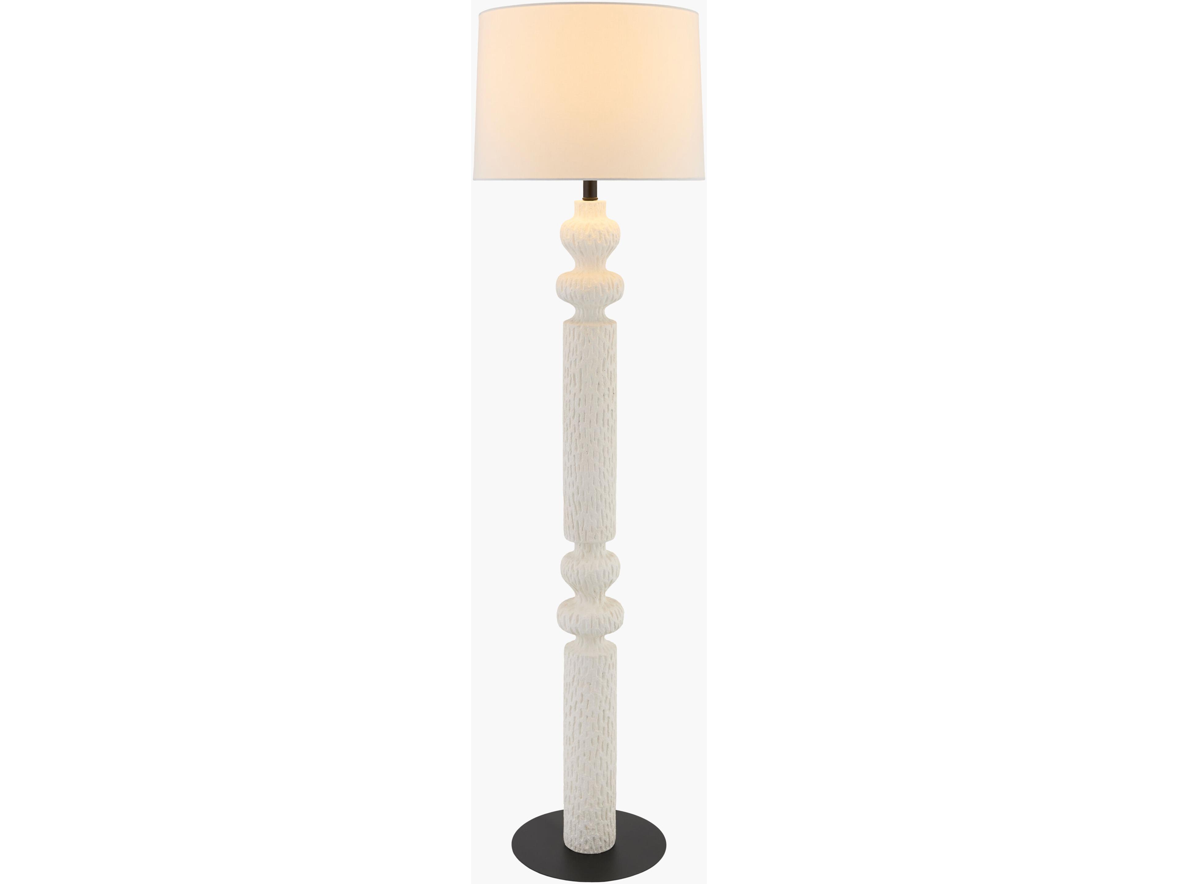 Surya Riversdale White Linen Floor Lamp