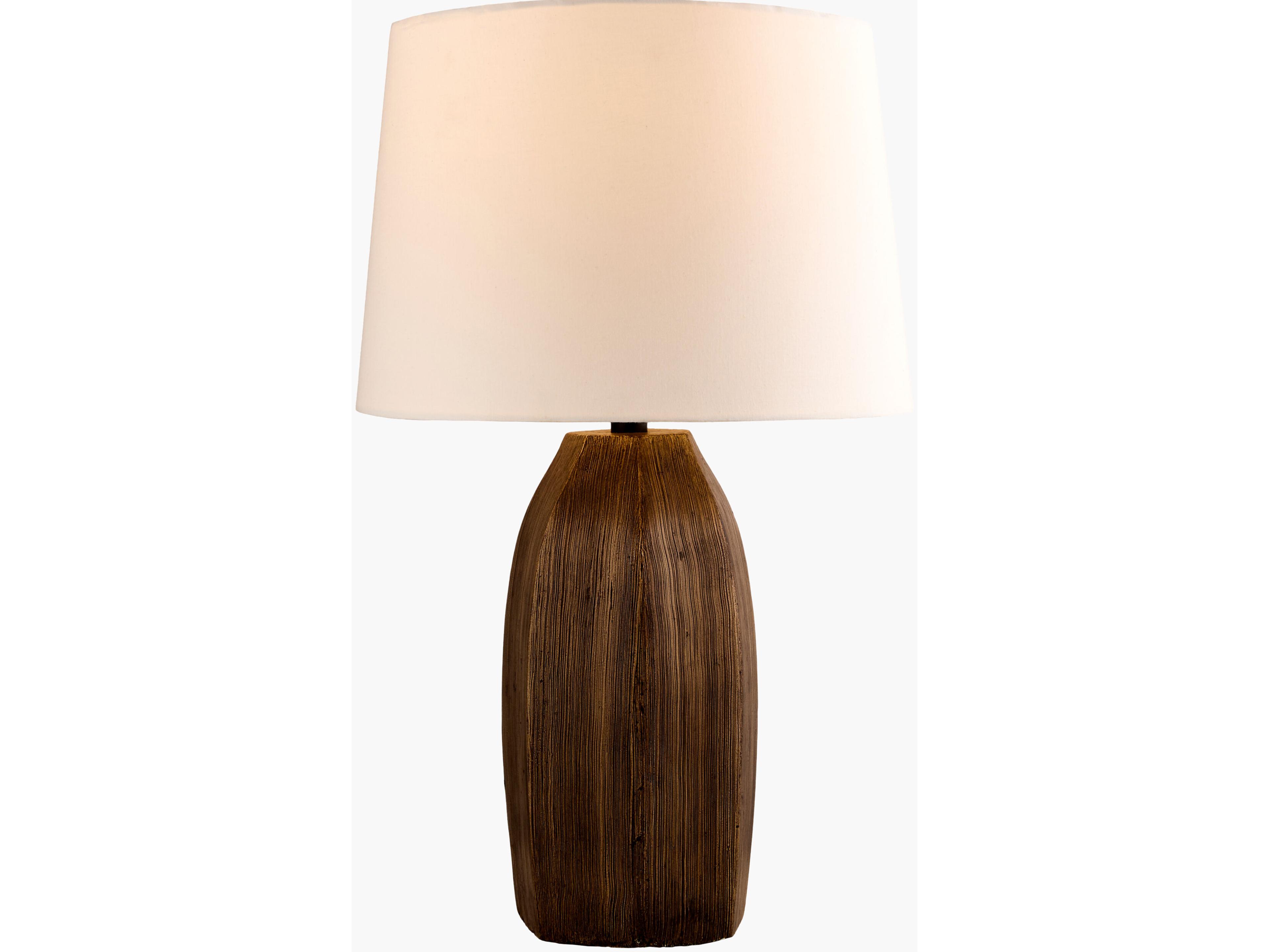 Surya Rosta Brown White Cotton Table Lamp