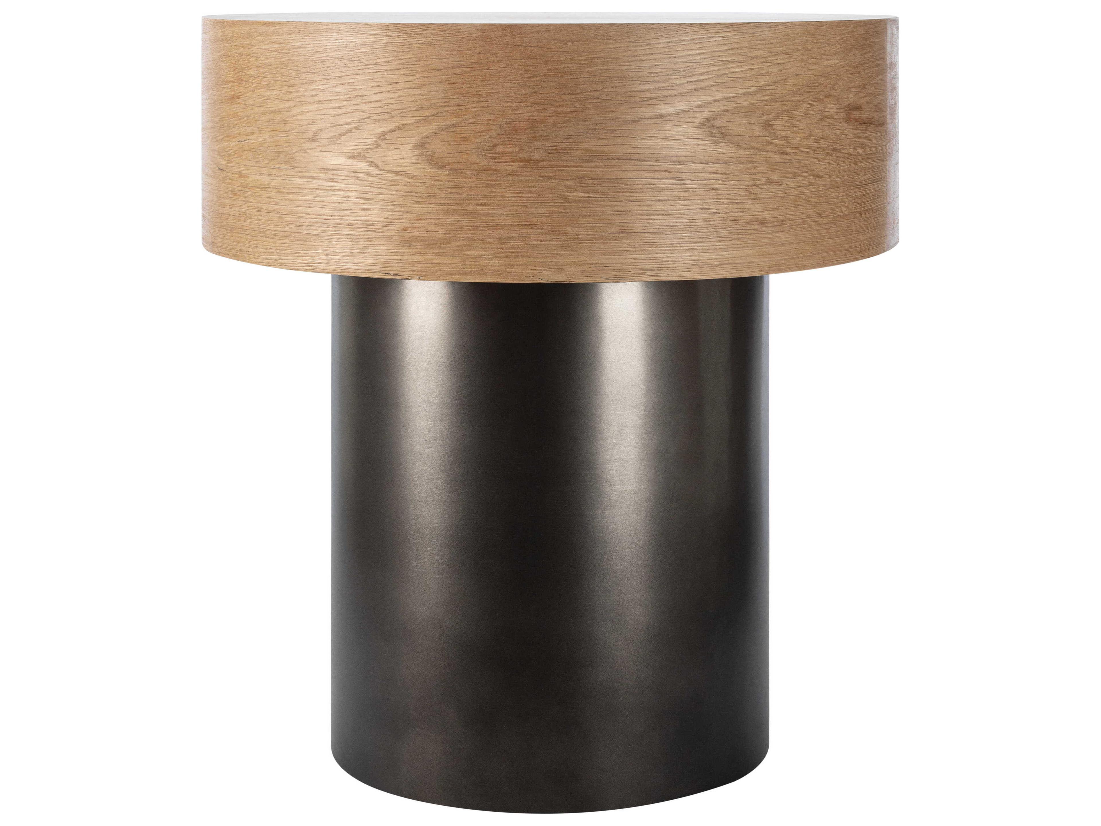 Surya Russula Round Wood End Table