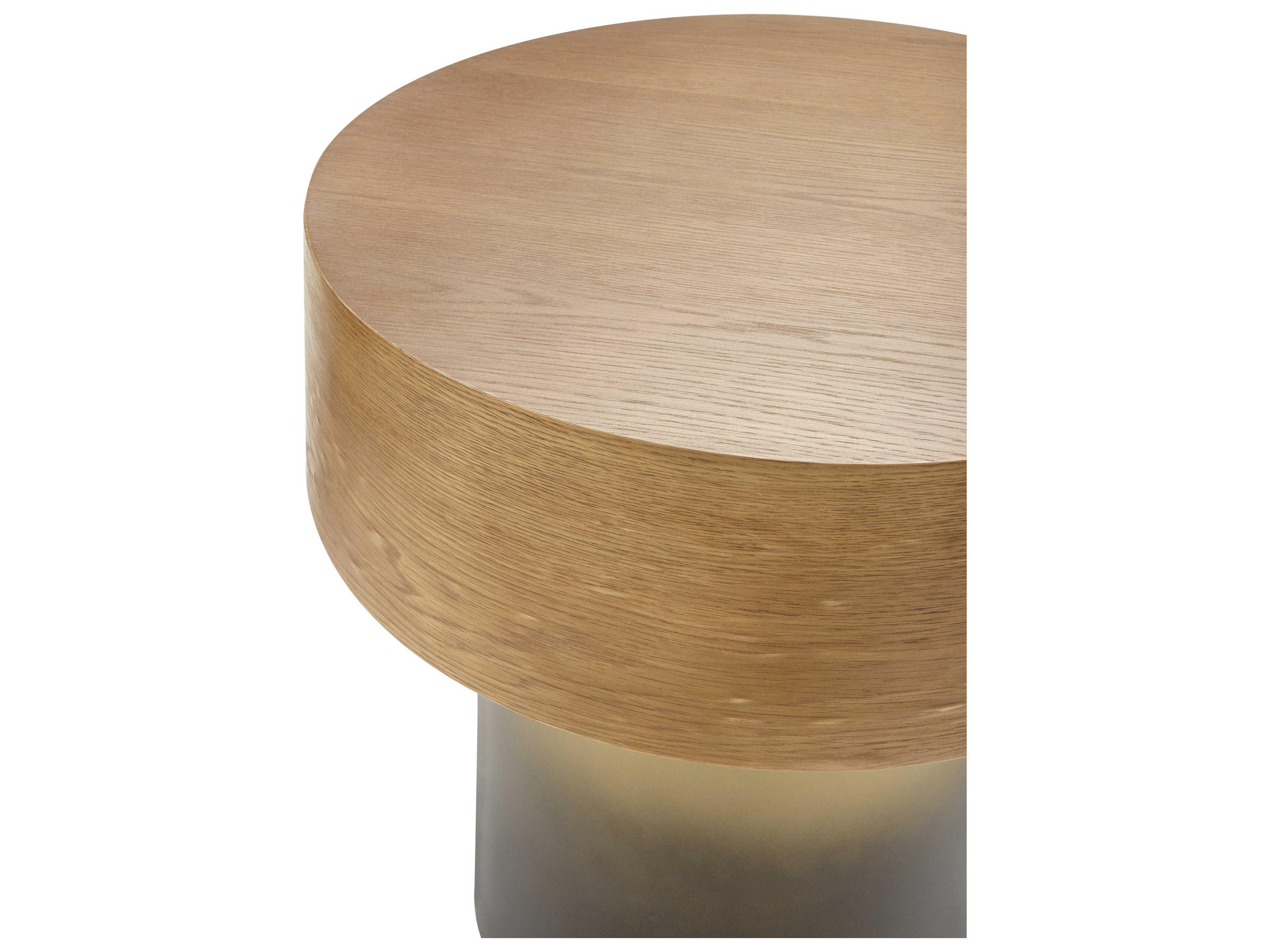 Surya Russula Round Wood End Table