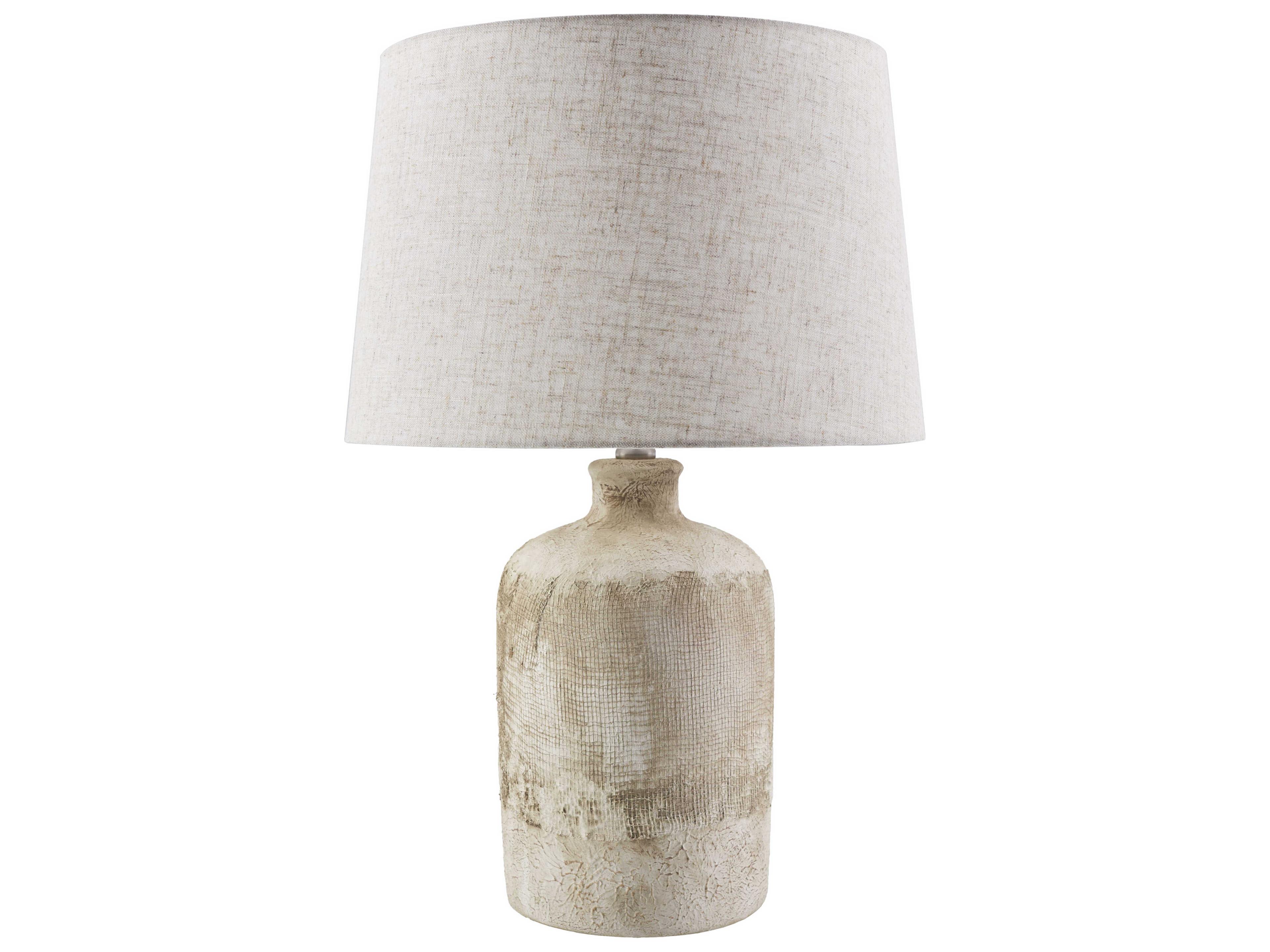 Surya Riserva Gray White Wheat Linen Buffet Lamp