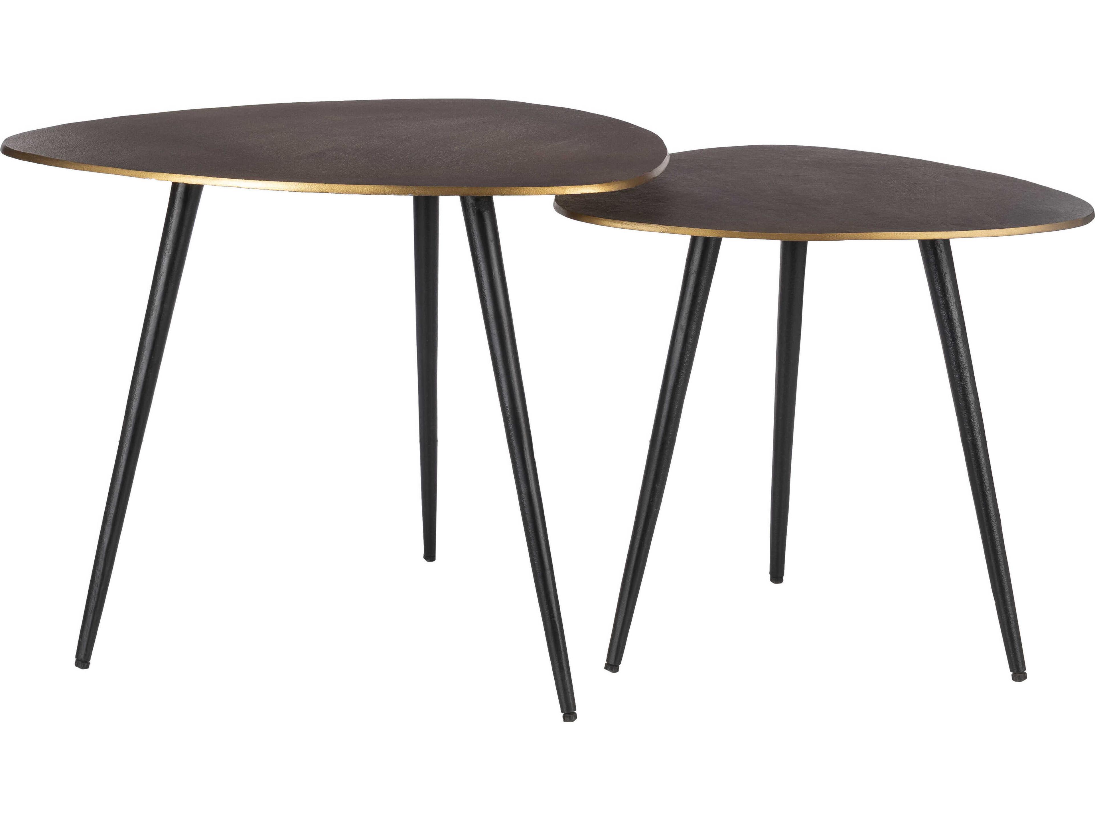 Surya Sauska Metal Gold Black End Table