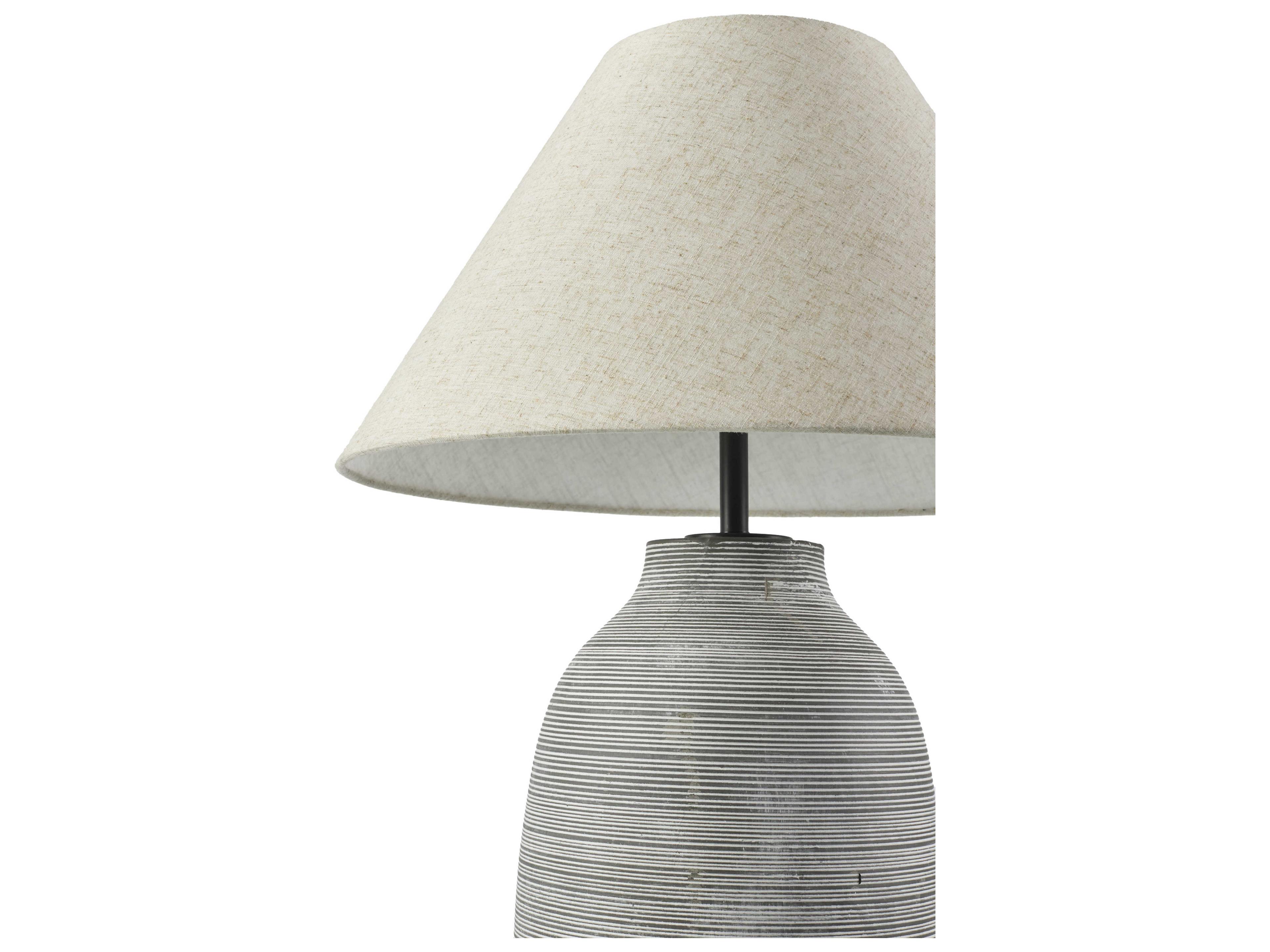 Surya Sambuco Gray Wheat Linen Buffet Lamp