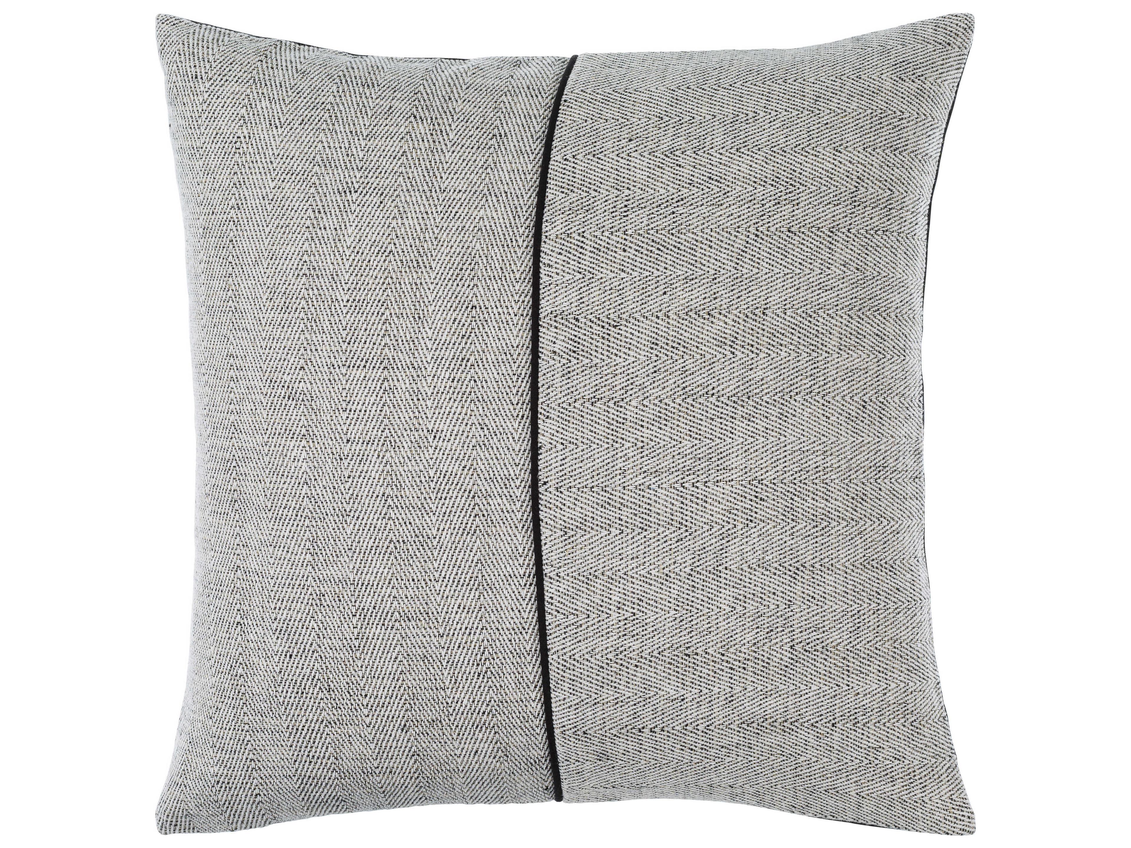 Surya Stitched Linen Charcoal Pillow