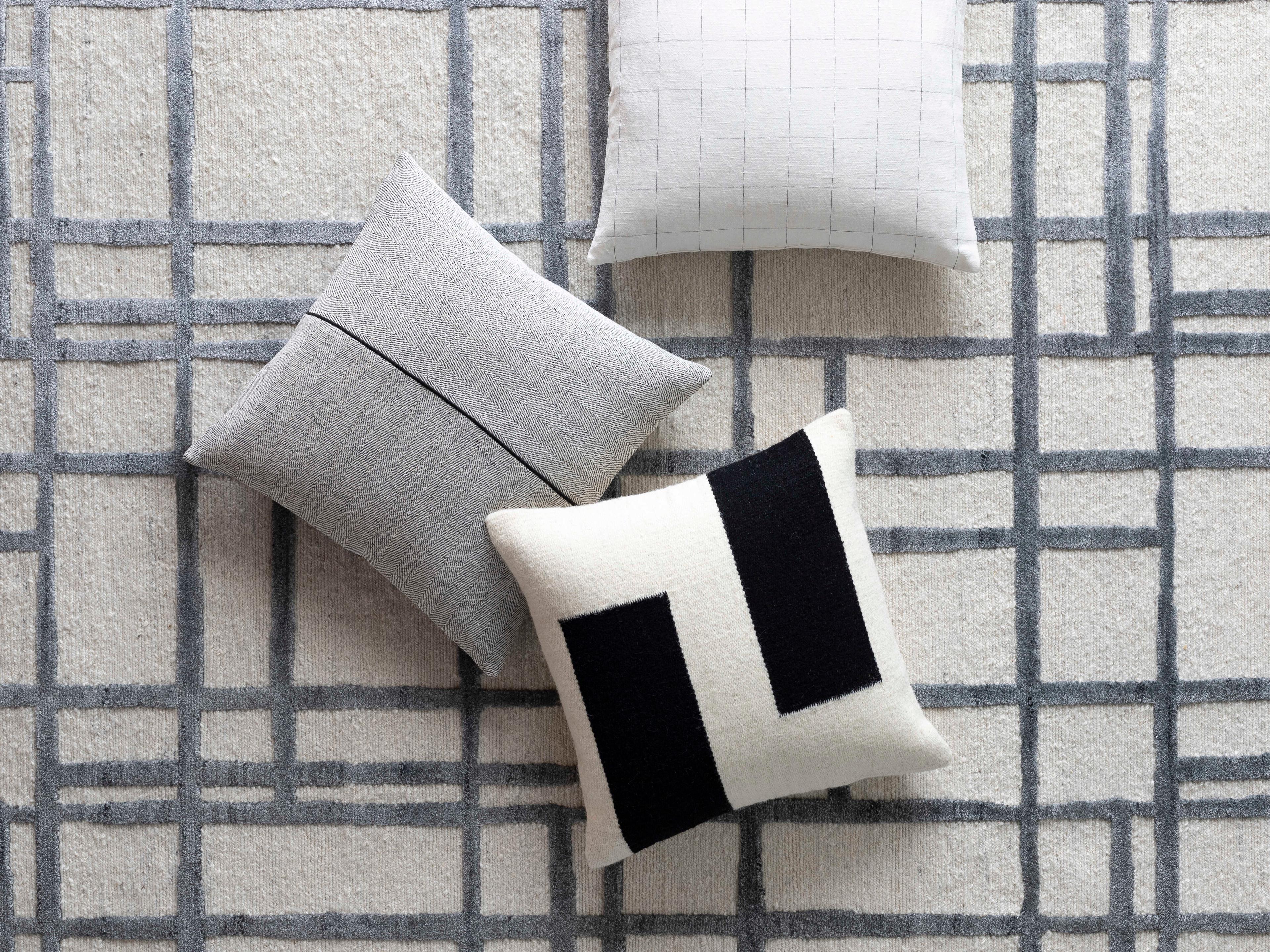 Surya Stitched Linen Charcoal Pillow