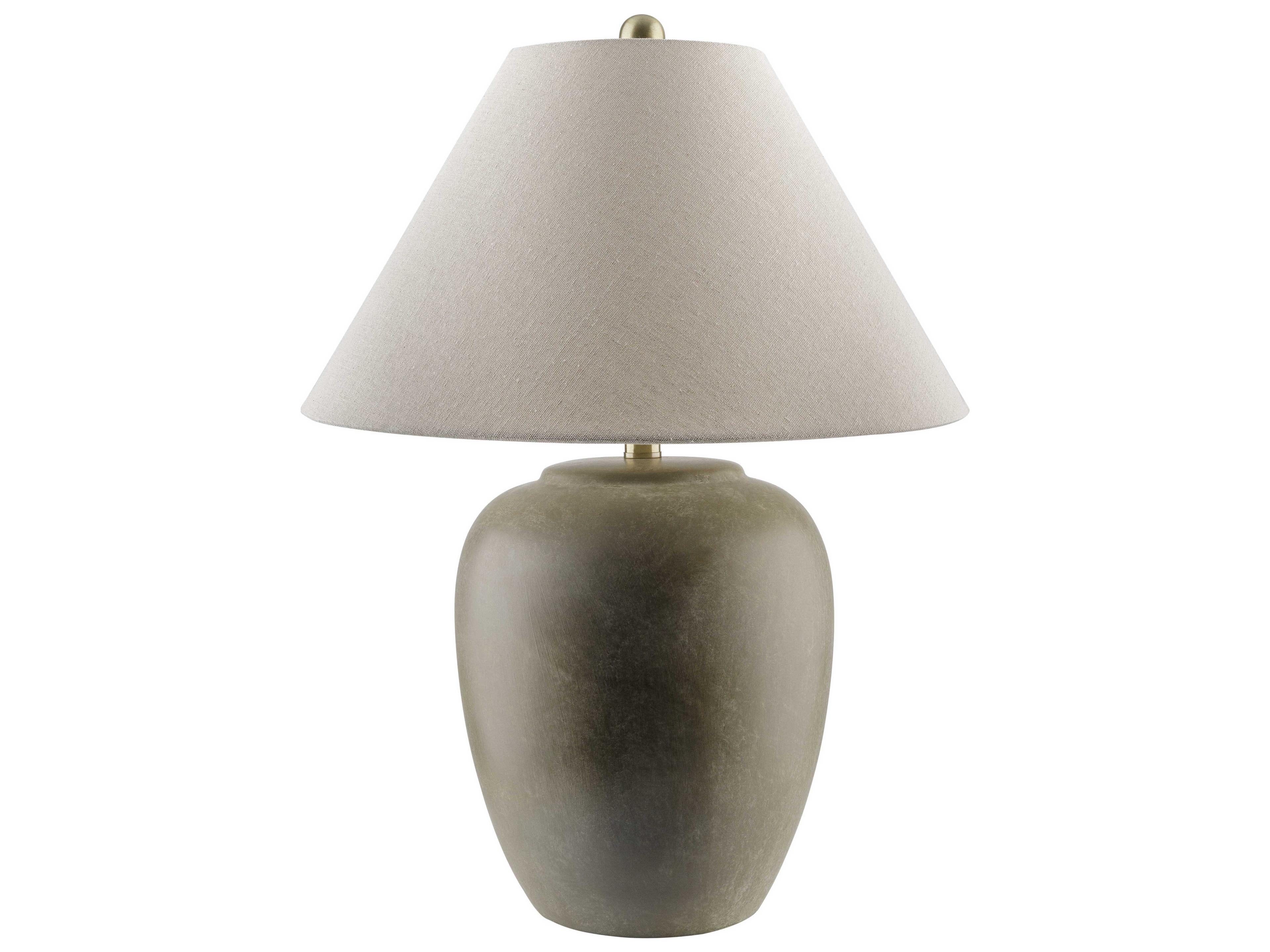 Surya Serrano Gray White Beige Linen Table Lamp