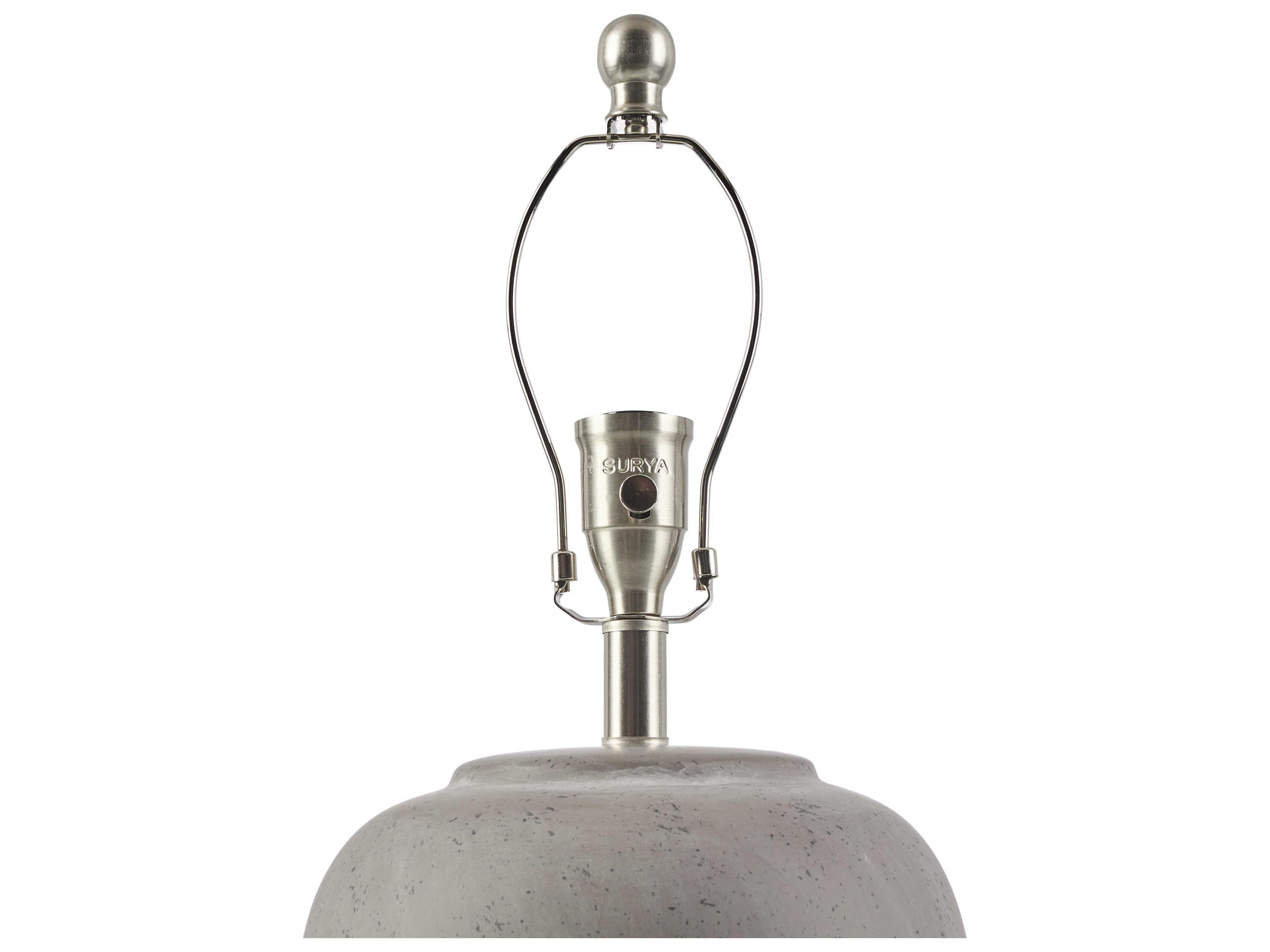 Surya Serrano Gray White Beige Linen Table Lamp