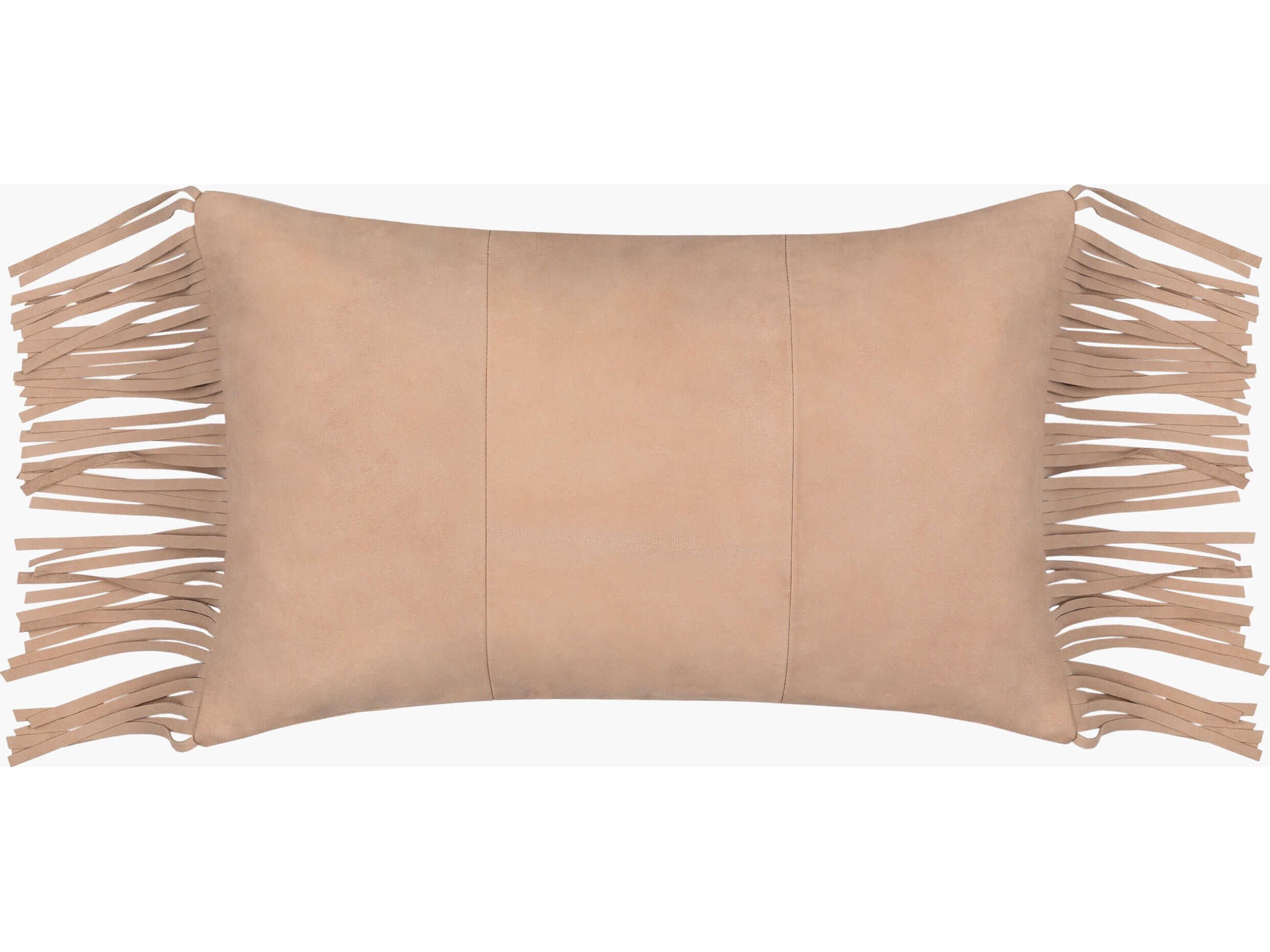 Suede Fringe Tan Pillow