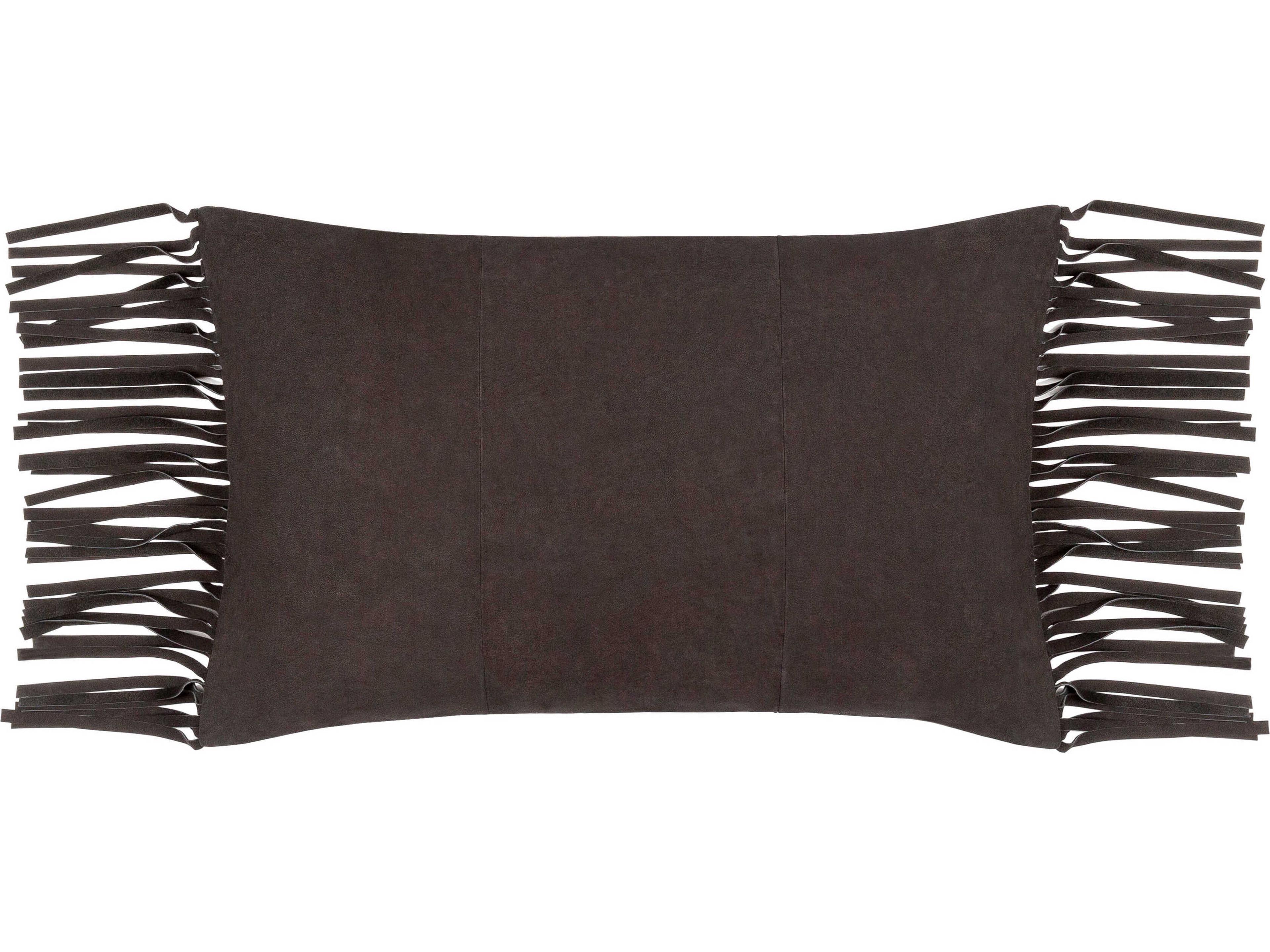 Suede Fringe Black Pillow