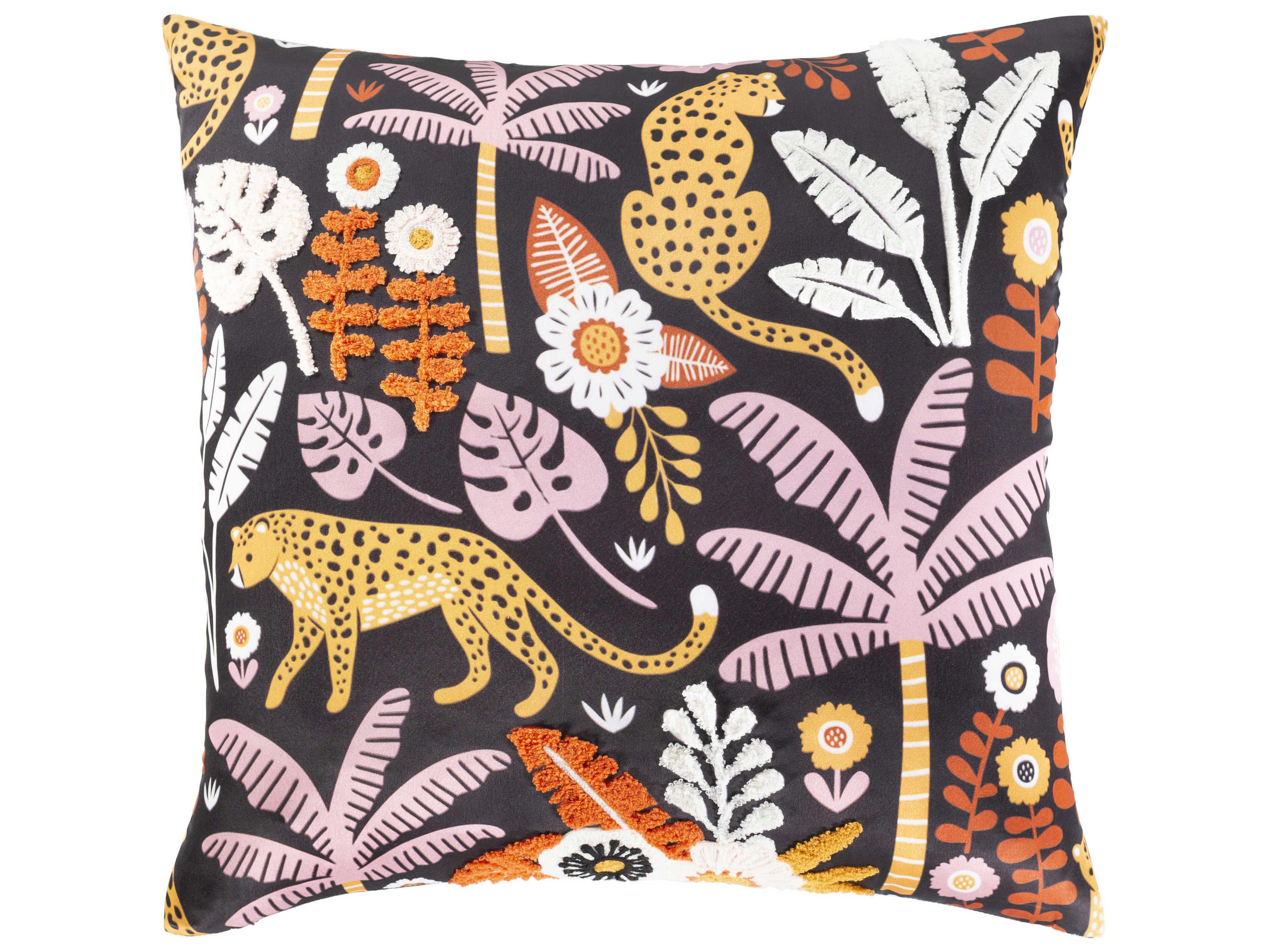 Surya Safari Black Pillow