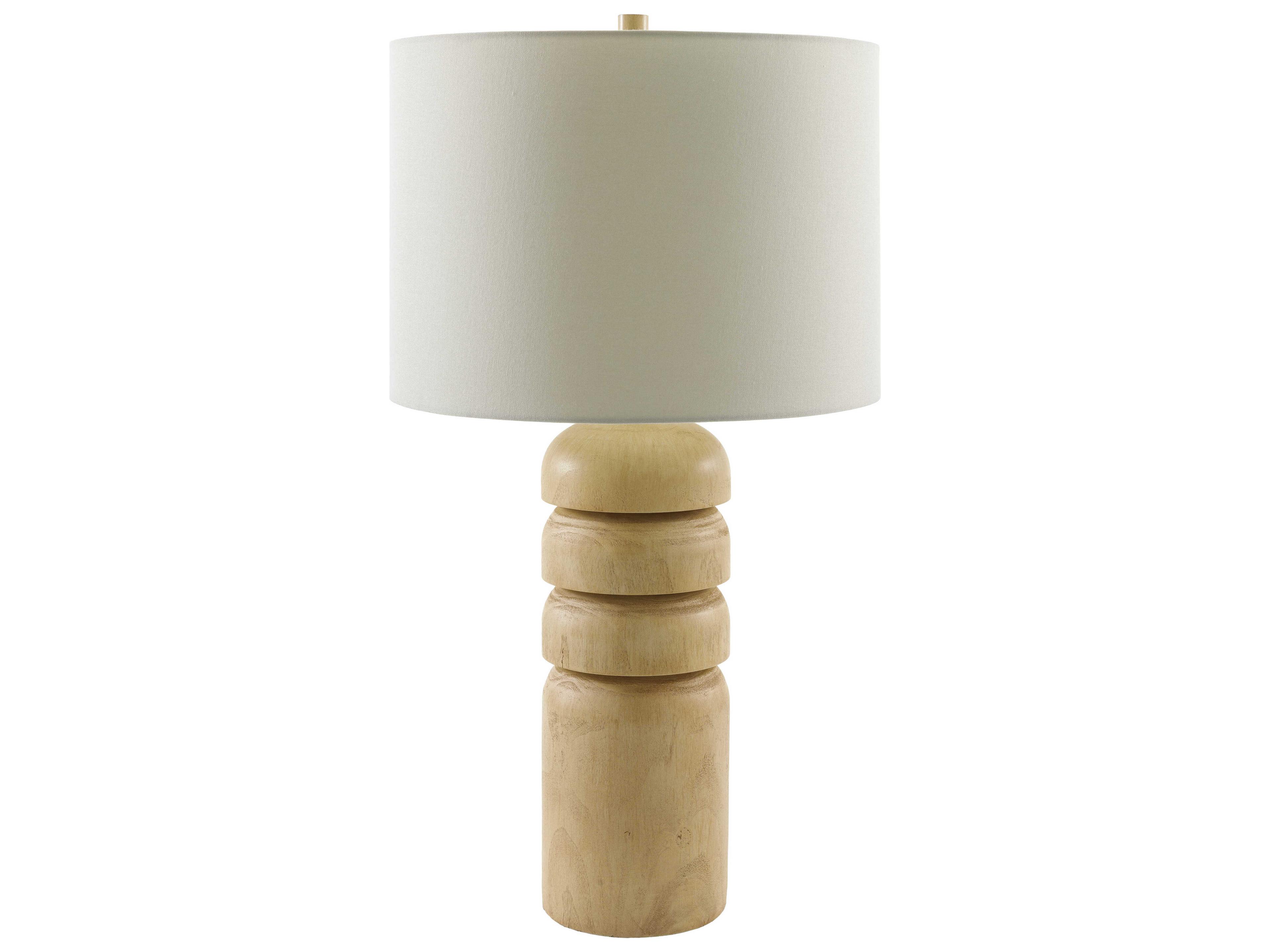 Simeon Painted Wood White Linen Buffet Lamp