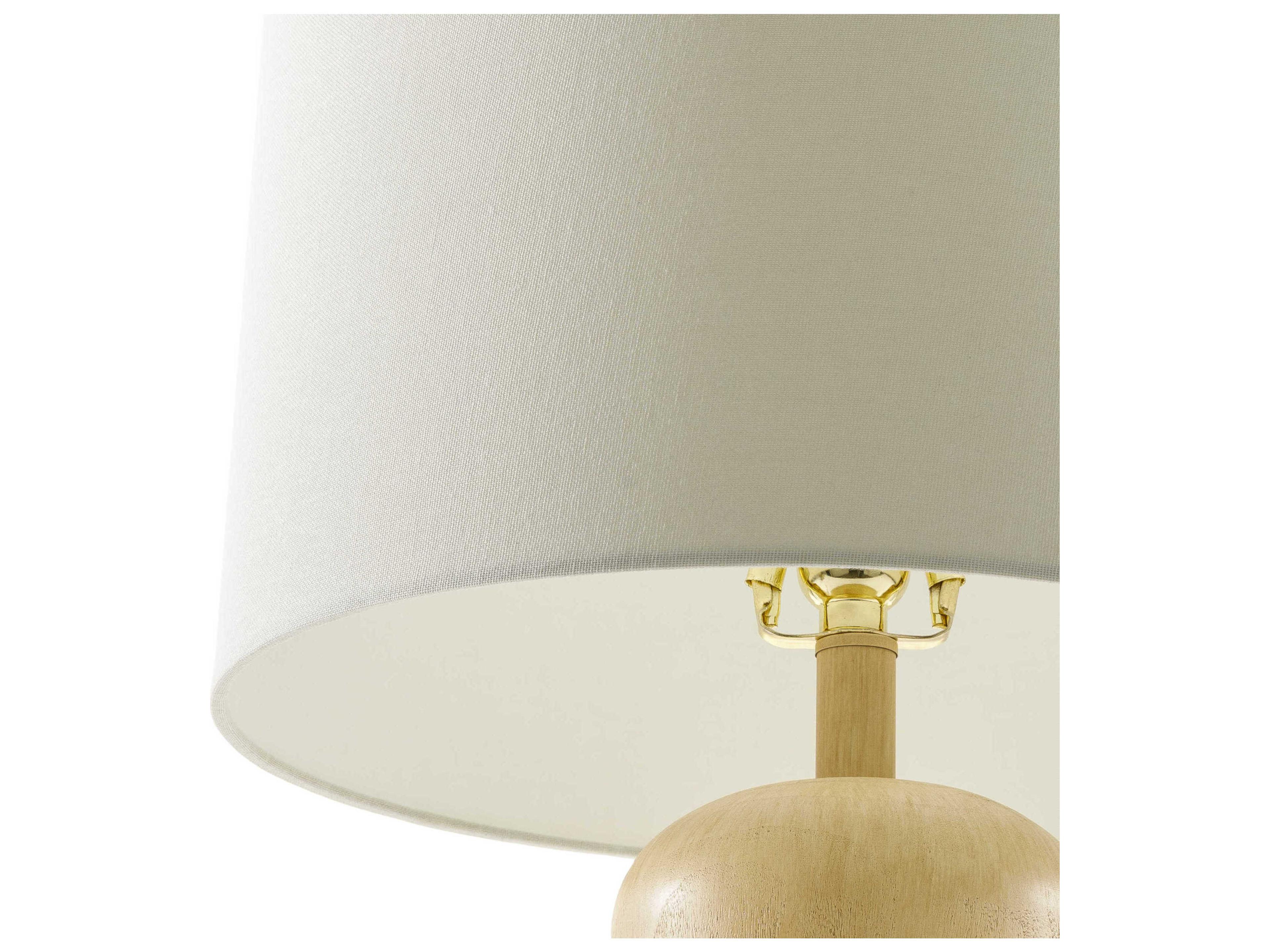 Surya Simeon Painted Wood White Linen Buffet Lamp