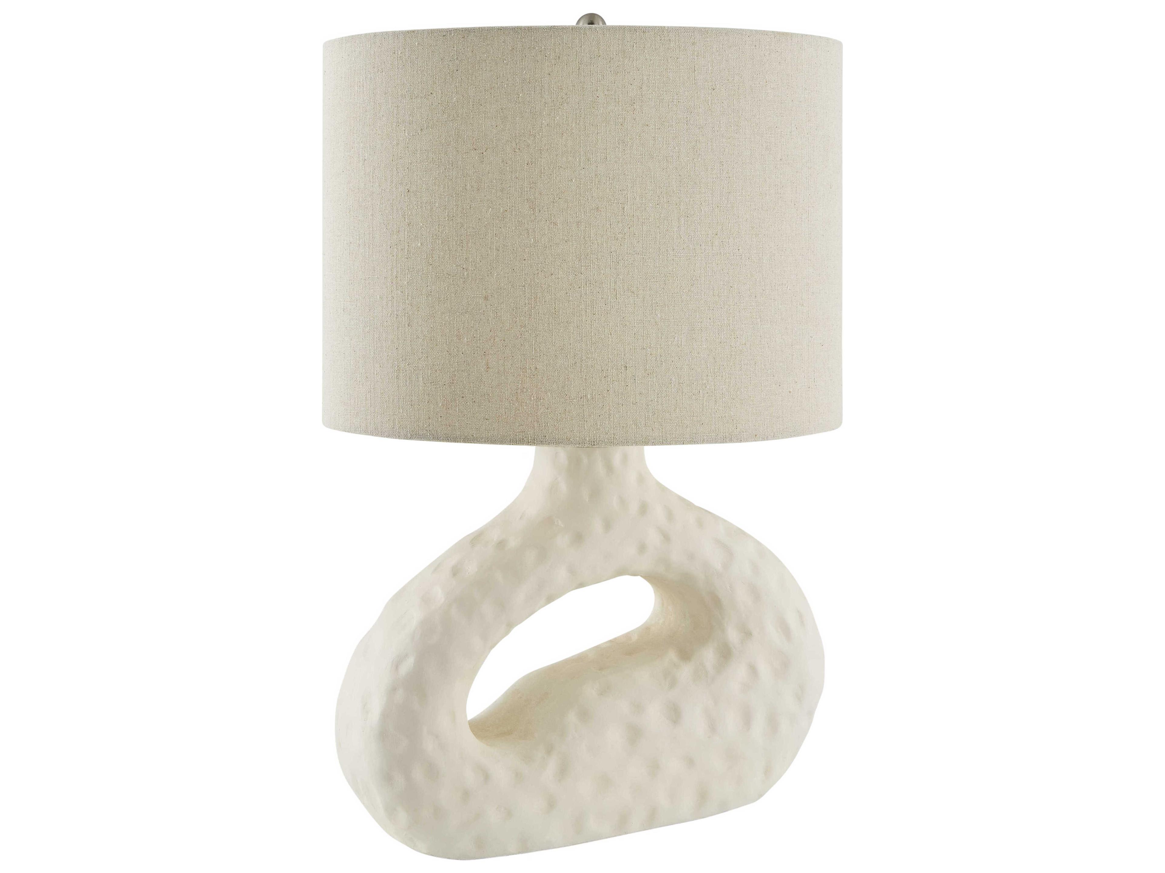 Surya Susitna White Brown Linen Table Lamp