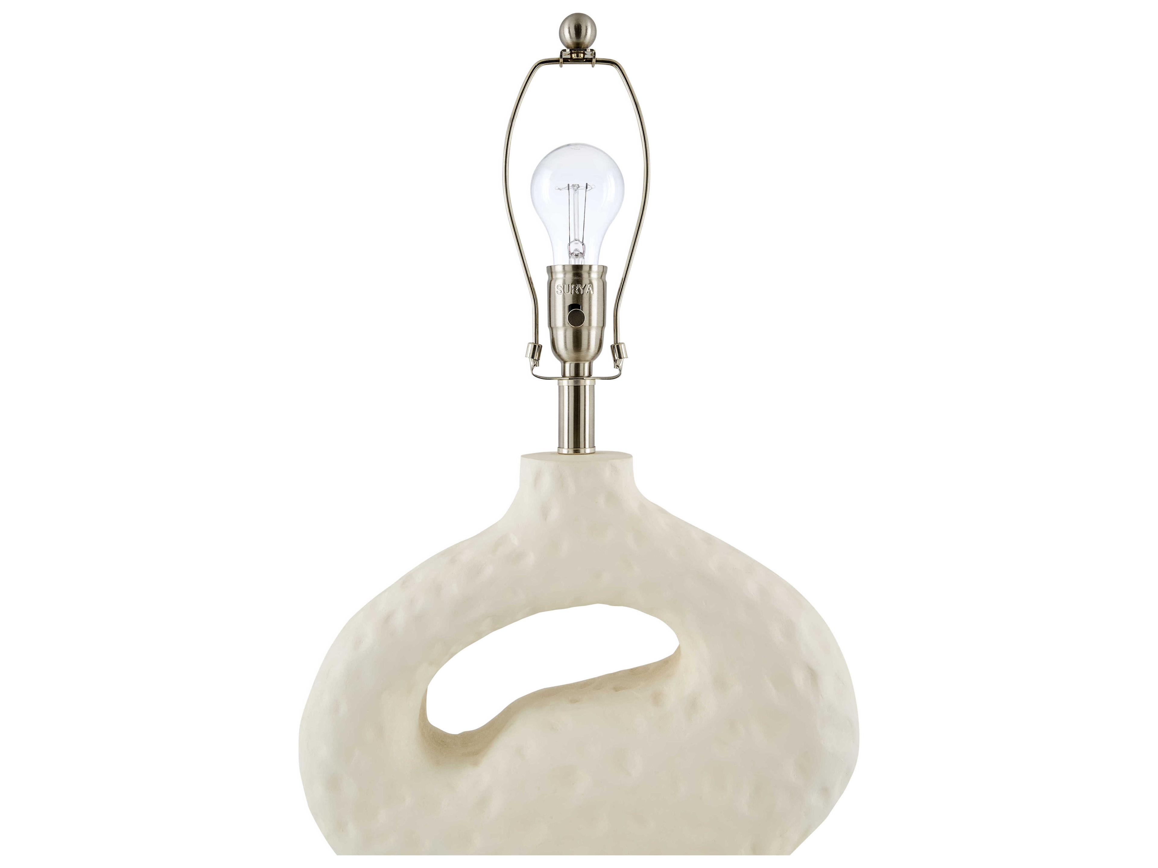 Surya Susitna White Brown Linen Table Lamp