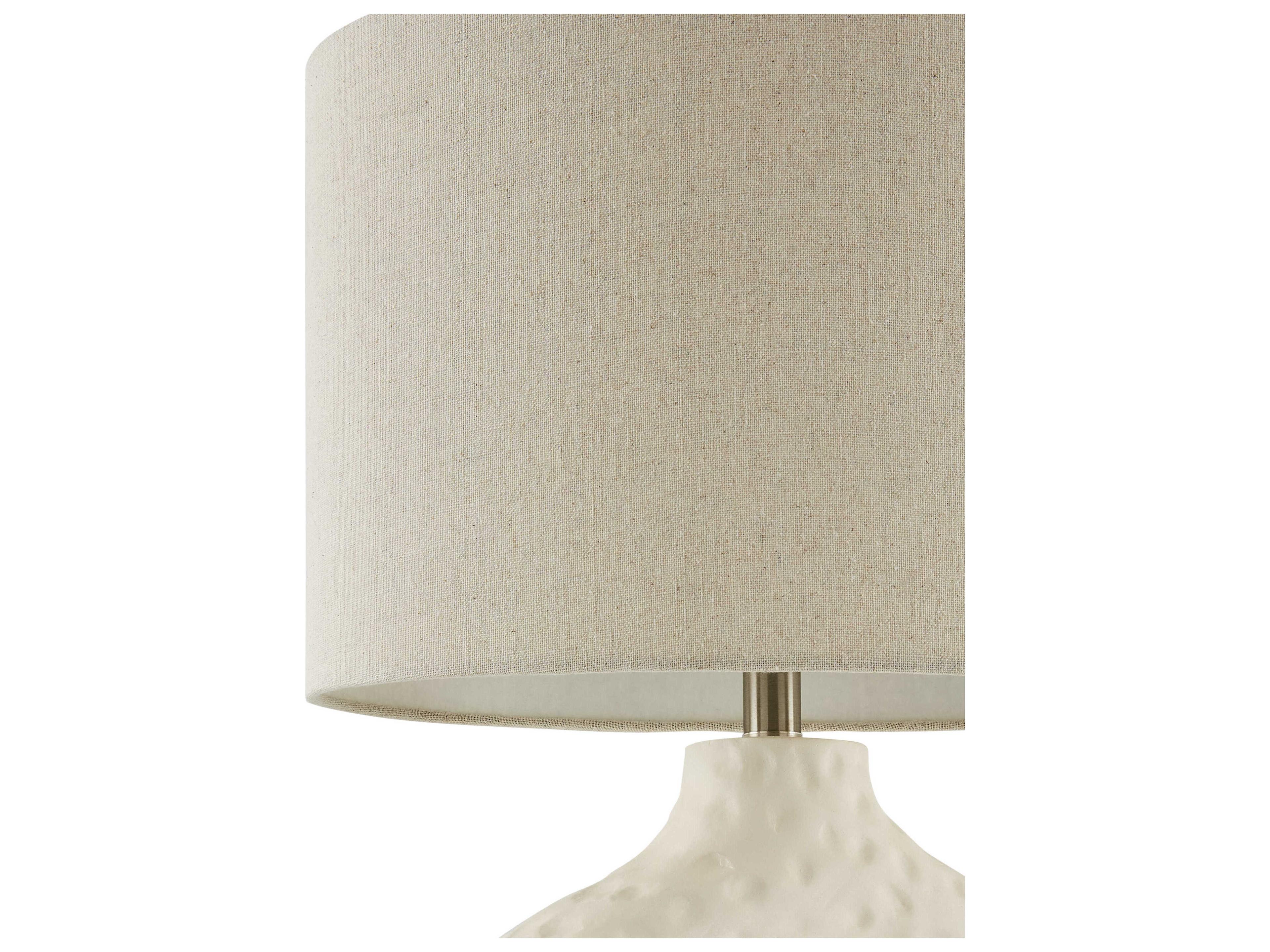 Surya Susitna White Brown Linen Table Lamp