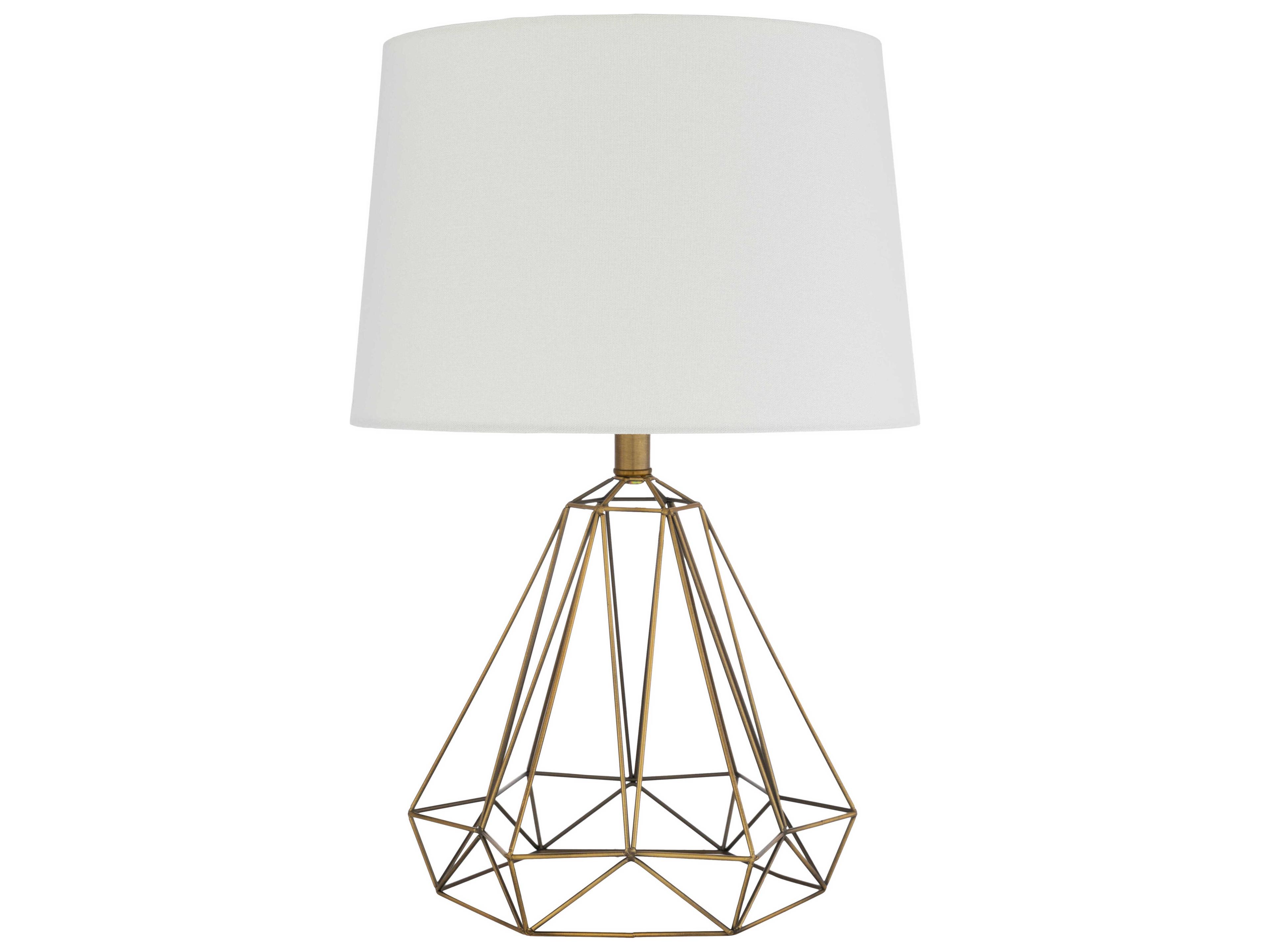 Steele Metallic Brass White Linen Table Lamp