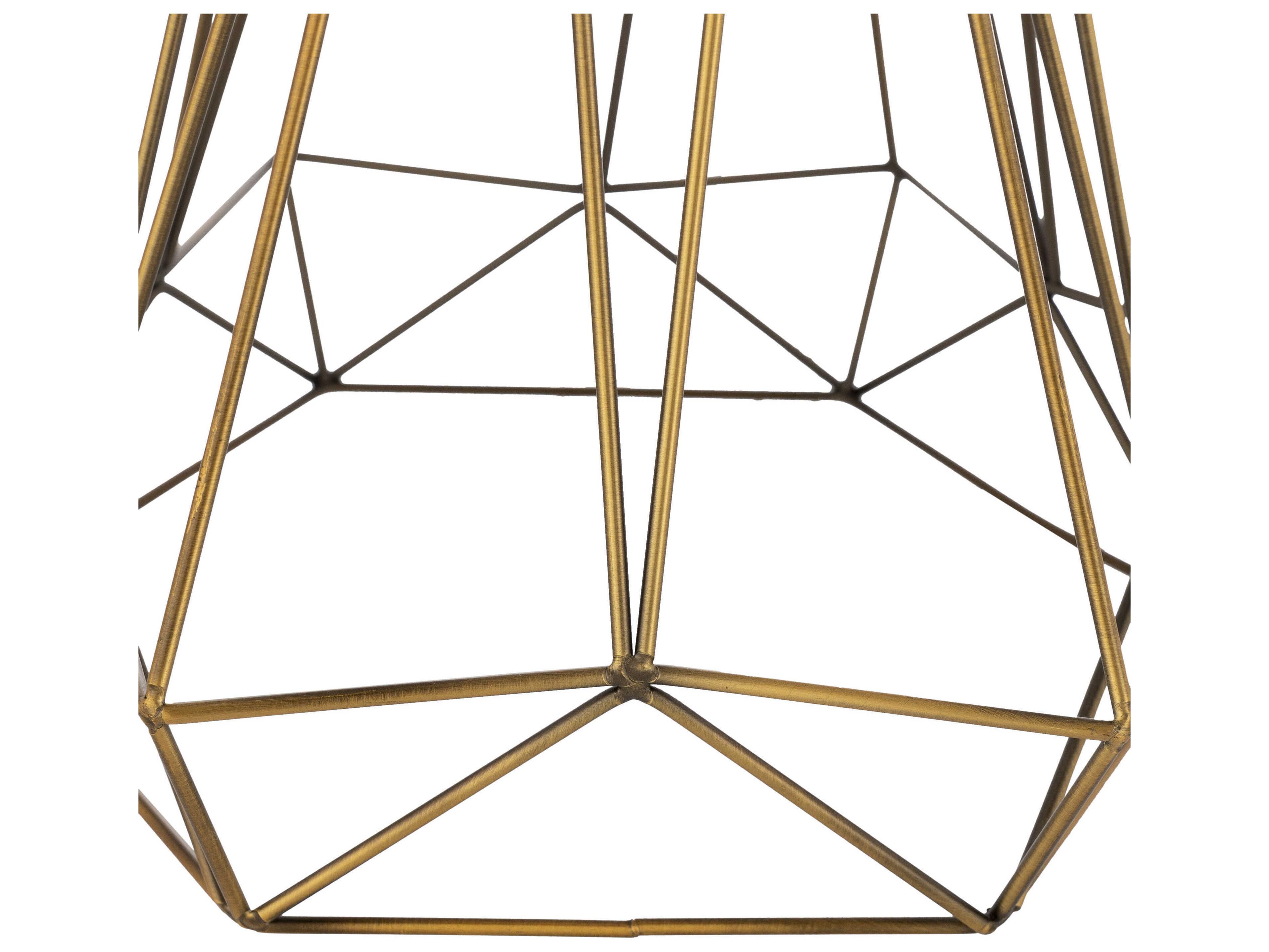 Surya Steele Metallic Brass White Linen Table Lamp