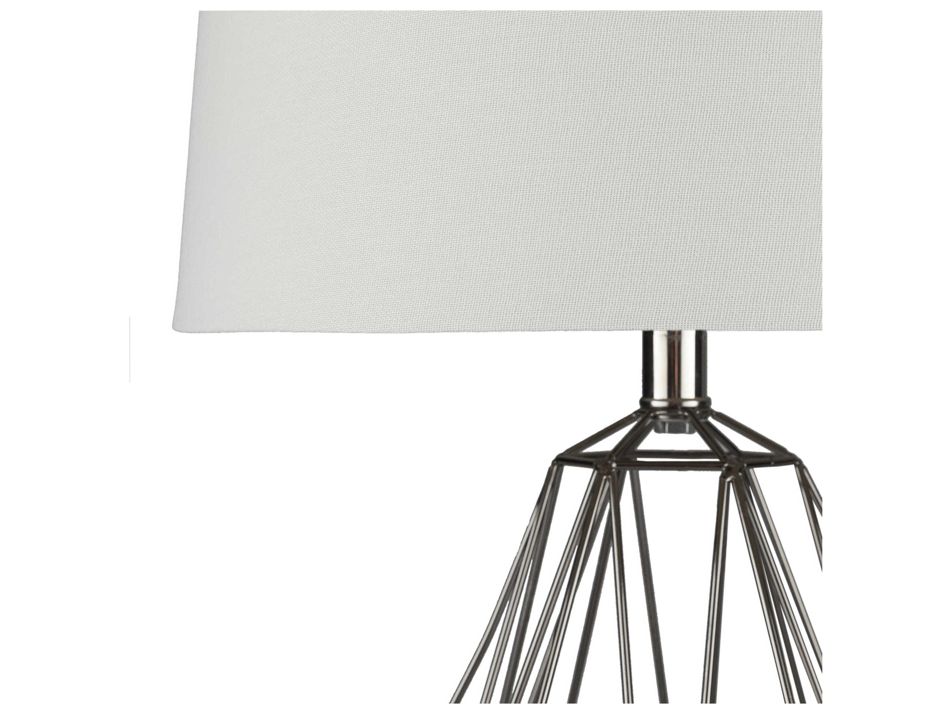 Surya Steele Metallic Brass White Linen Table Lamp